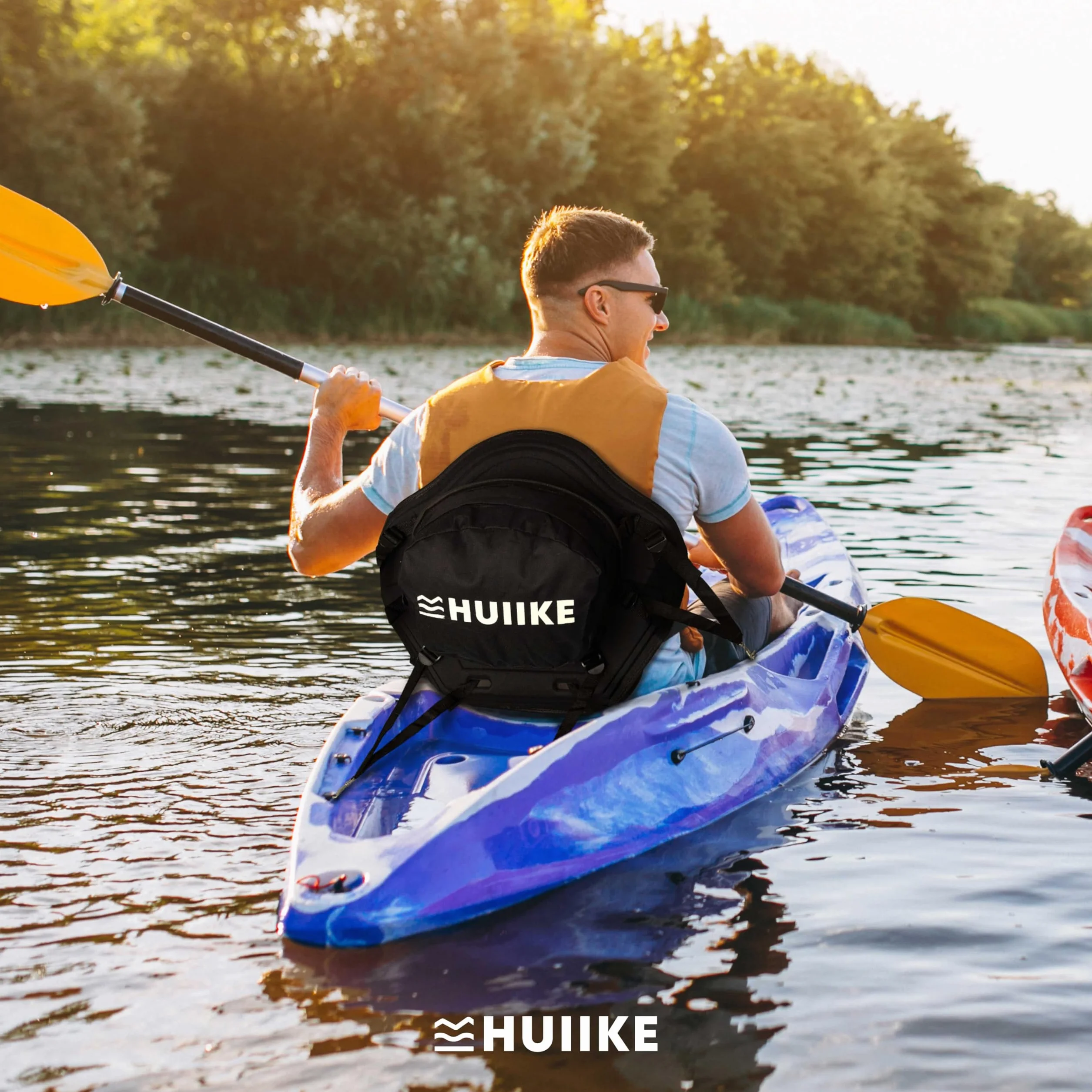 HUIIKE Asiento Paddle Surf y Kayak con 4 Correas Ajustables Acolchado con Bolsa Trasera Silla Sup para Pesca Respaldo