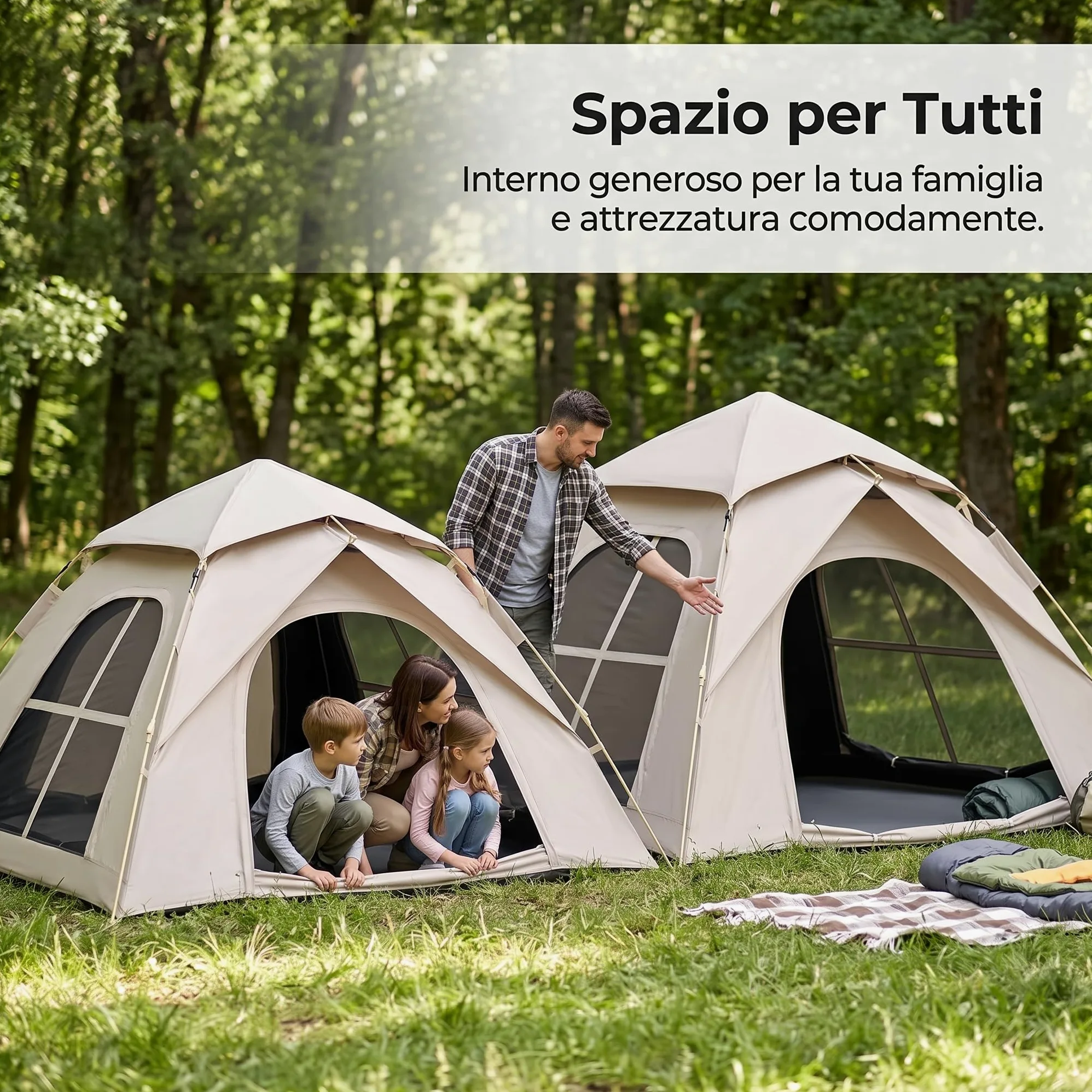 Tienda Campaña Automática para 2, 3, 4 o 5, Carpa Camping con Procción y Veilación