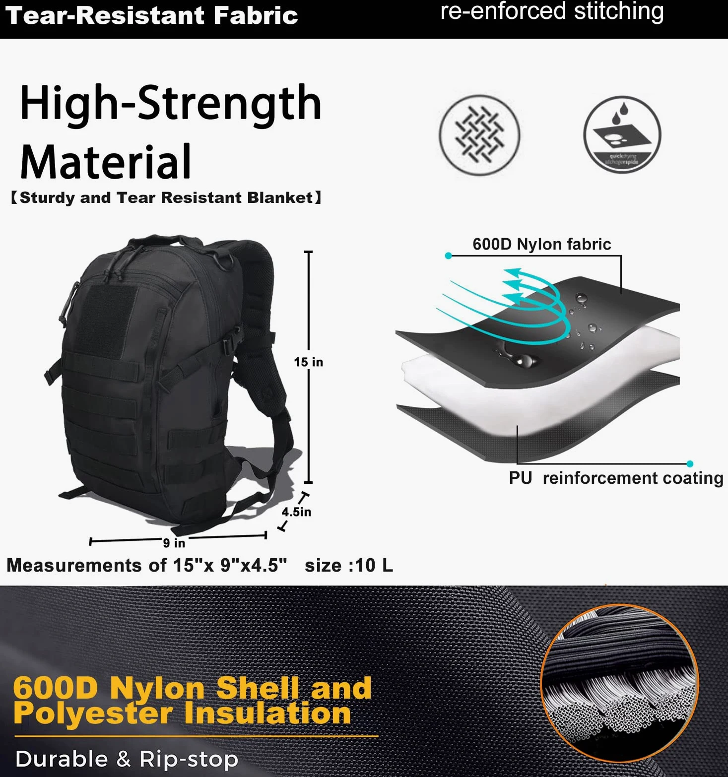 Miramrax Mochila pequeña de 12 L – Mini mochilas tácticas, mochila militar Molle, mochila para senderismo