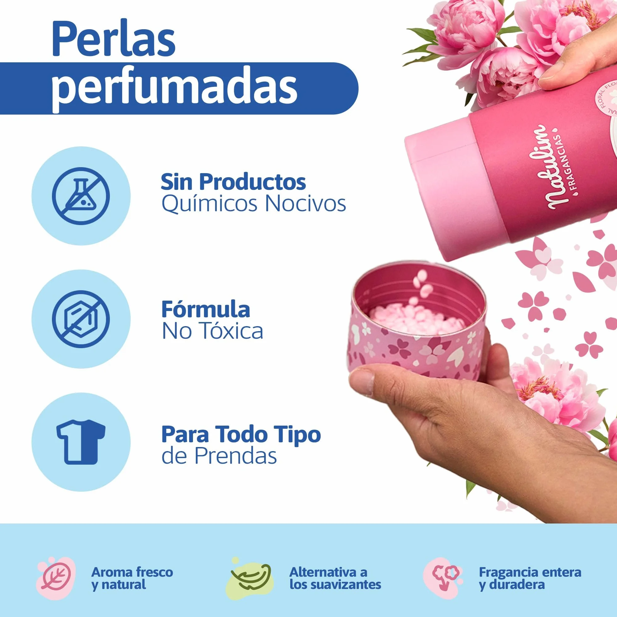 Natulim Perlas Perfumadas Aromatizantes para Ropa Fragancia Duradera 30 Lavados Floral