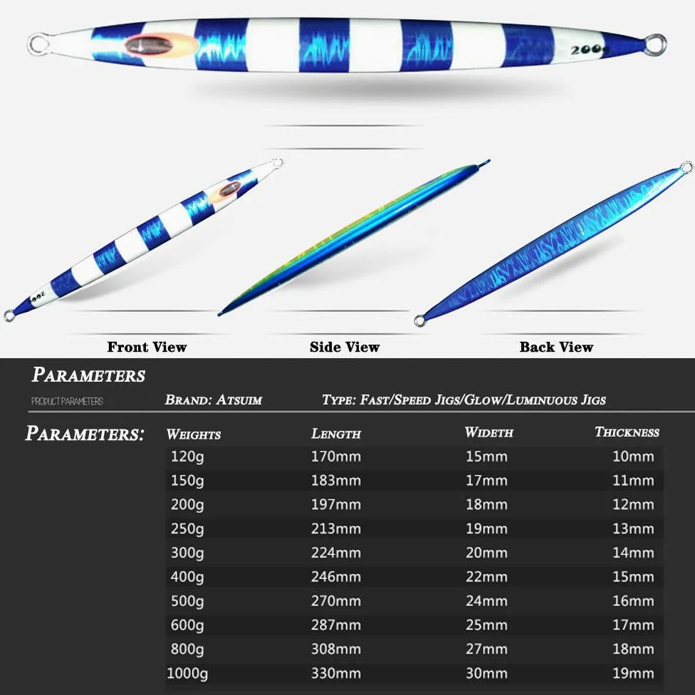 Señuelos de atún de lanzamiento de metal lento con velocidad de brillo vertical Jigging señuelos de atún cebos artificiales de agua salada rápidos Jigging tapones de pesca 200g-400g