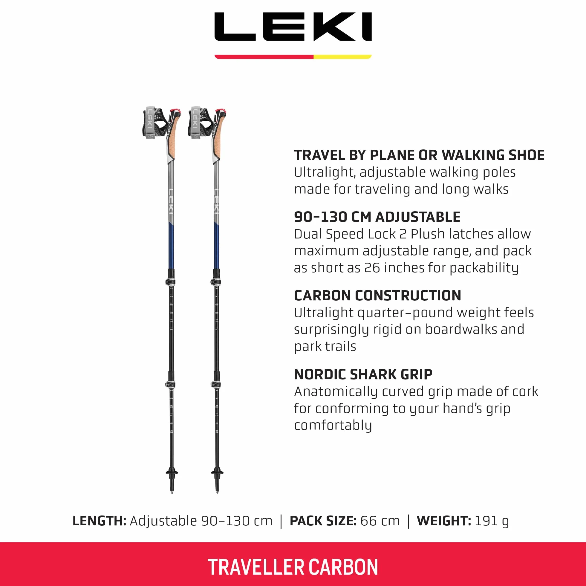 LEKI Traveller - Par de Bastones de Marcha nórdica de Carbono