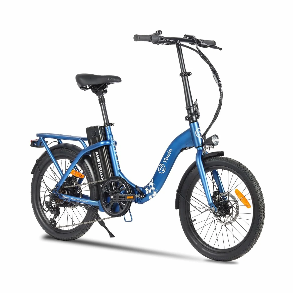 Youin Amsterdam Bicicleta Eléctrica Plegable 20" | Motor Trasero 250W 40Nm, Batería Extraíble 281Wh, Hasta 45 km de Autonomía, 7 Velocidades, Frenos de Disco