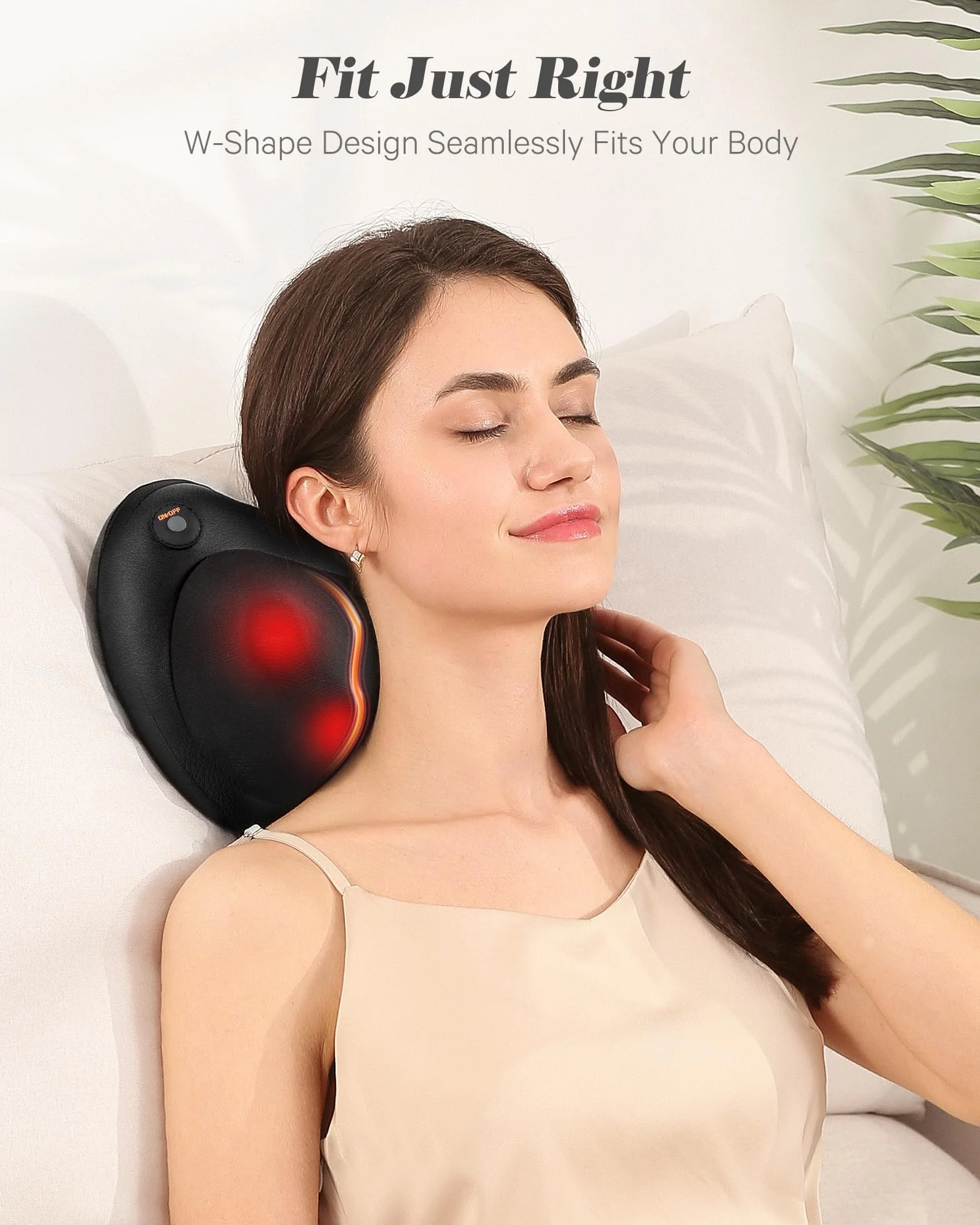 Almohadilla de masaje con cable para cuello, masajeador giratorio con calefacción apagado automático