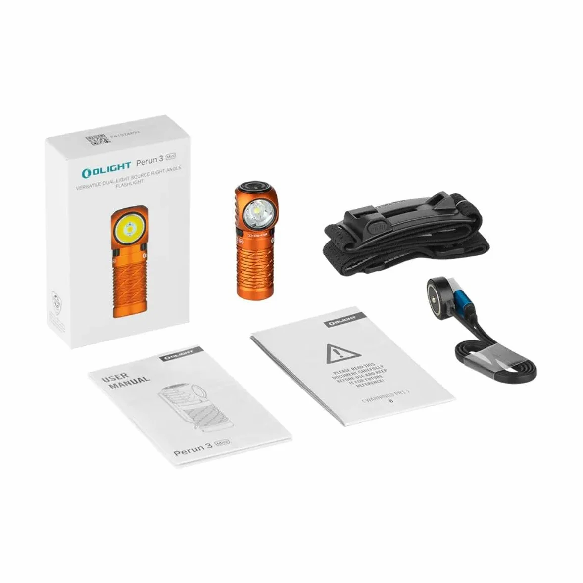 OLIGHT Perun 3 mini linterna frontal LED recargable, 1250 lúmenes, muy brillante, con luz roja y 8 modos de luz, IPX8, resistente al agua, ideal para exteriores, pesca, emergencia, color naranja