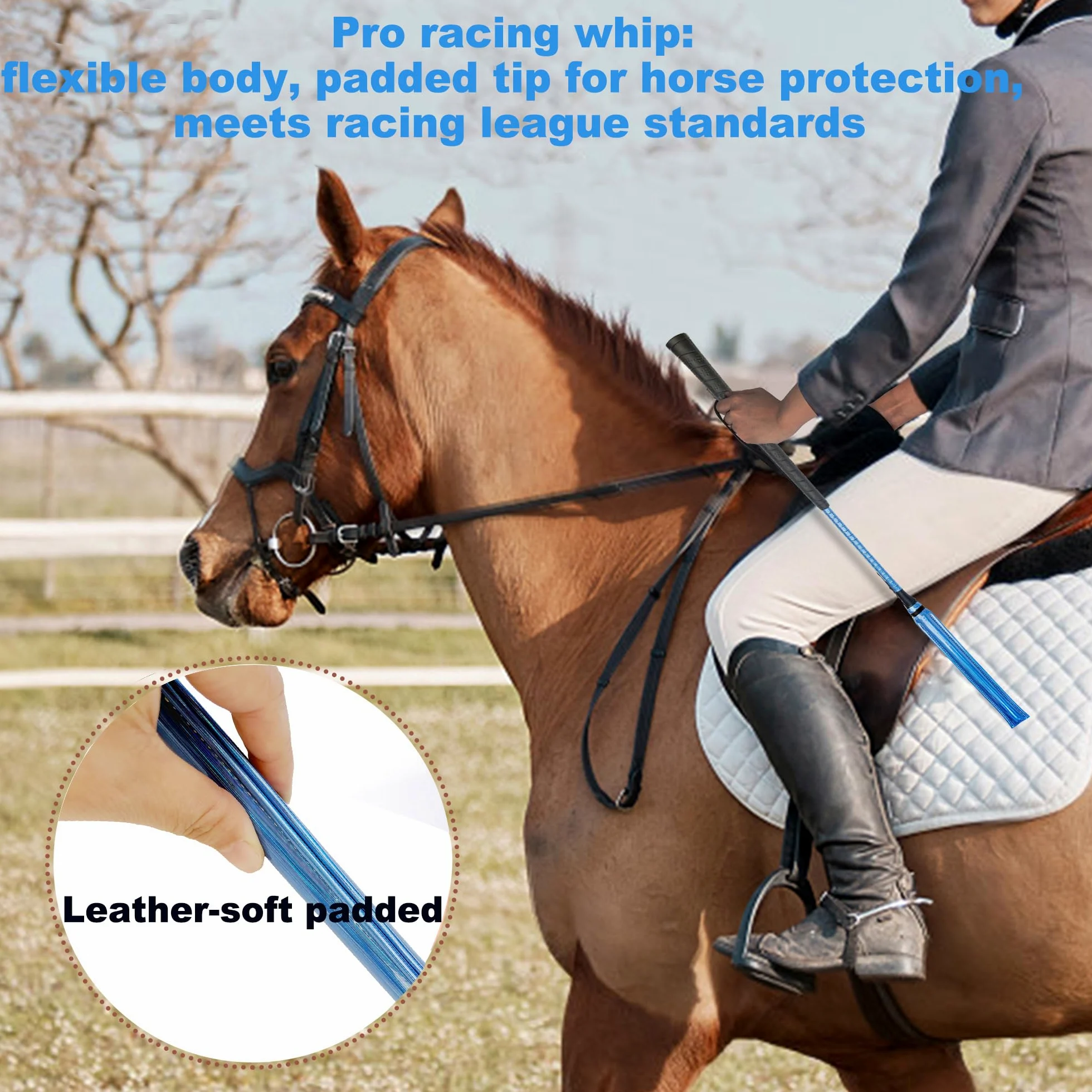 Látigo profesional de carreras de caballos para jockey de 68 cm