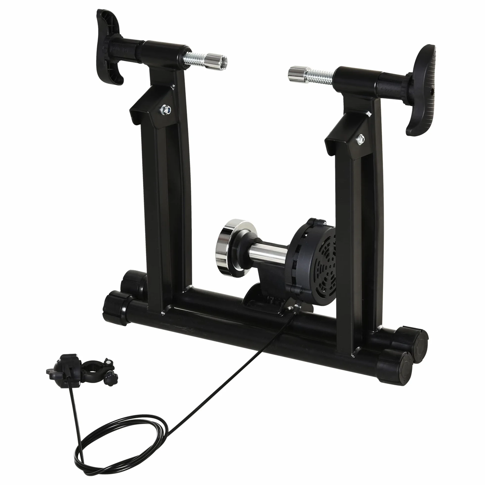 HOMCOM Rodillo de Bicicleta Entrenamiento Plegable con Resistencia Magnética Ajustable de 8 Niveles para Ruedas de 650C/700C o 26-28 Pulgadas para Interior 68x62,5x49 cm Negro