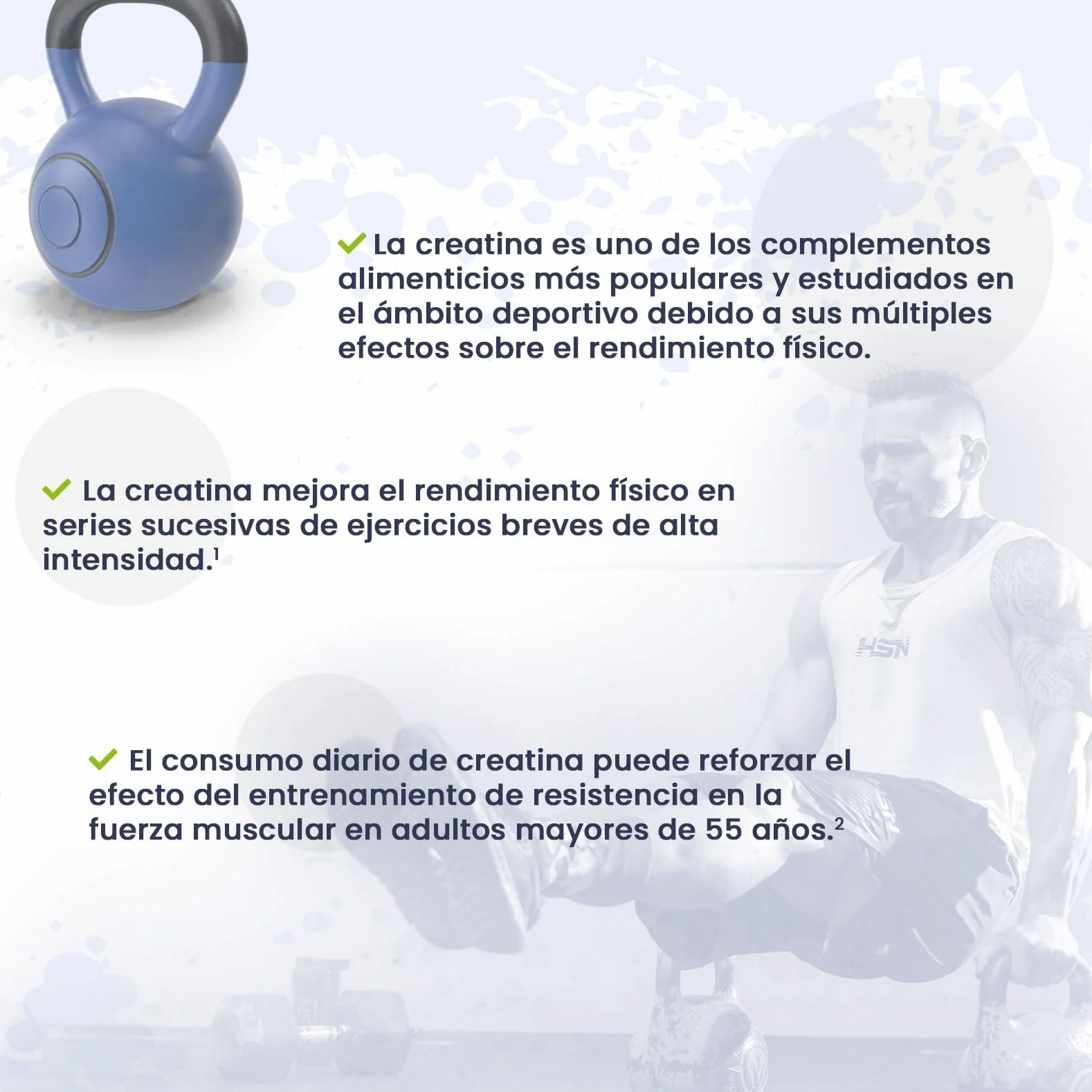 HSN Creatina 100% CREAPURE en Polvo Sin Sabor 500g Monohidrato de Creatina Micronizada