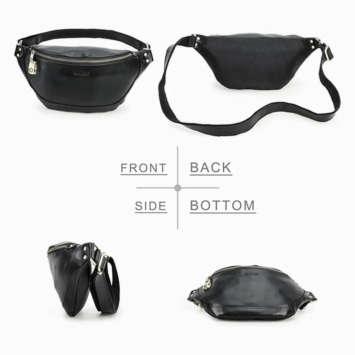 Hombre Bolsa de Pecho Bandolera de Cuero Genuino, Vintage Riñonera con Cinturón Ajustable y Cierre Antirrobo, Mochila Hombro Informal Bolsa de Cintura para Viajes Ciclismo Senderismo