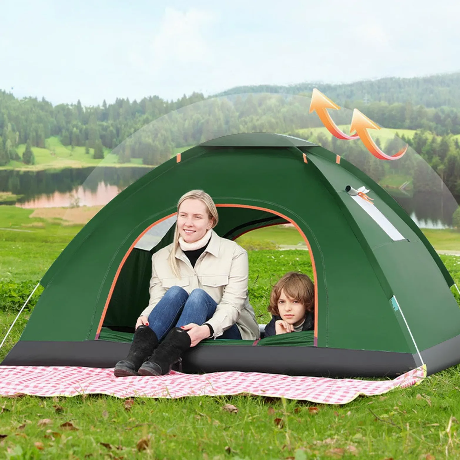 Tienda De Campaña Instantánea Portátil Impermeable Transpirable | Tienda De Campaña Montaje Fácil Para 2 Personas Para Montaña Lago Playa Verano Senderismo Mochilero Y Vacaciones