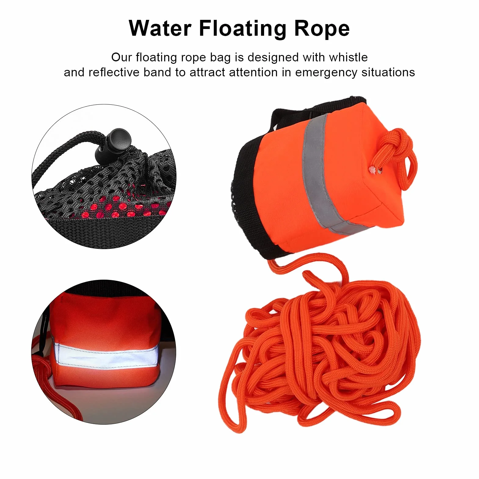 SOONHUA Bolsa de rescate de agua flotante con cuerdas reflectantes para kayak y rafting