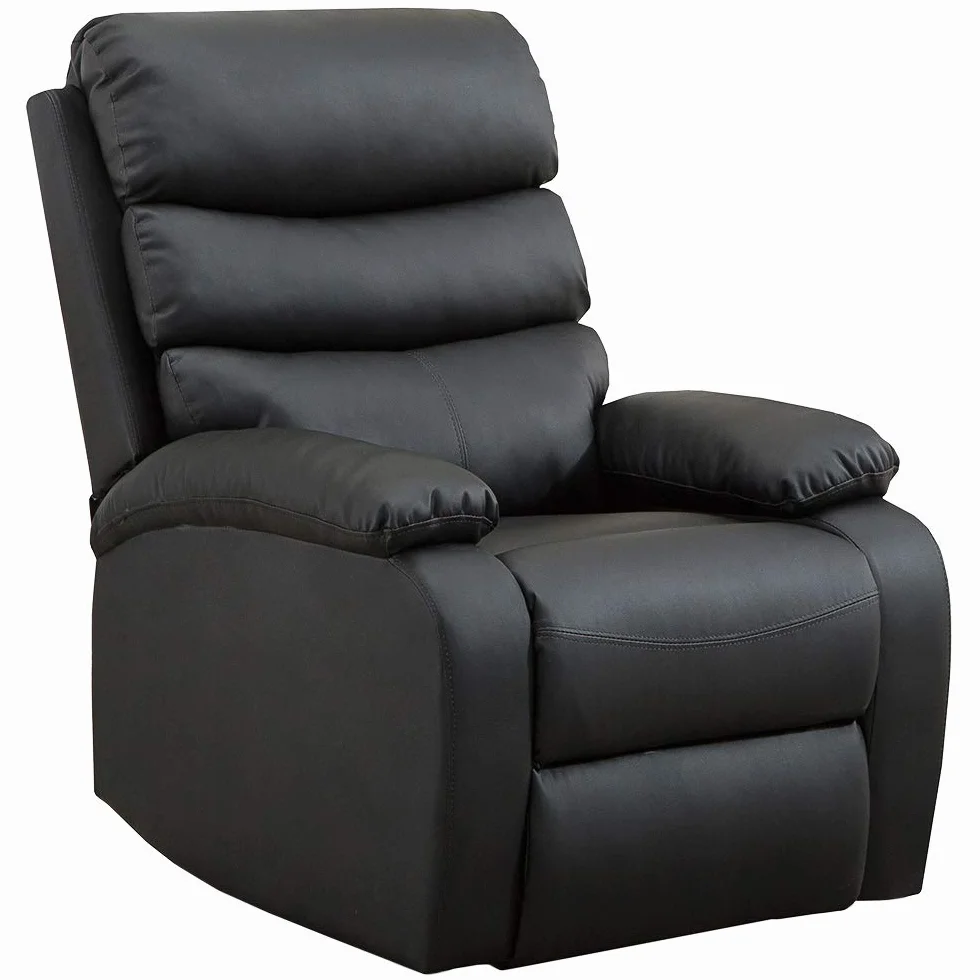 Sillón Relax Masaje Extra Acolchado Negro Reclinable 5 Modos Calor Lumbar 8 Motores Mando Control 4 Zonas Masaje Polipiel