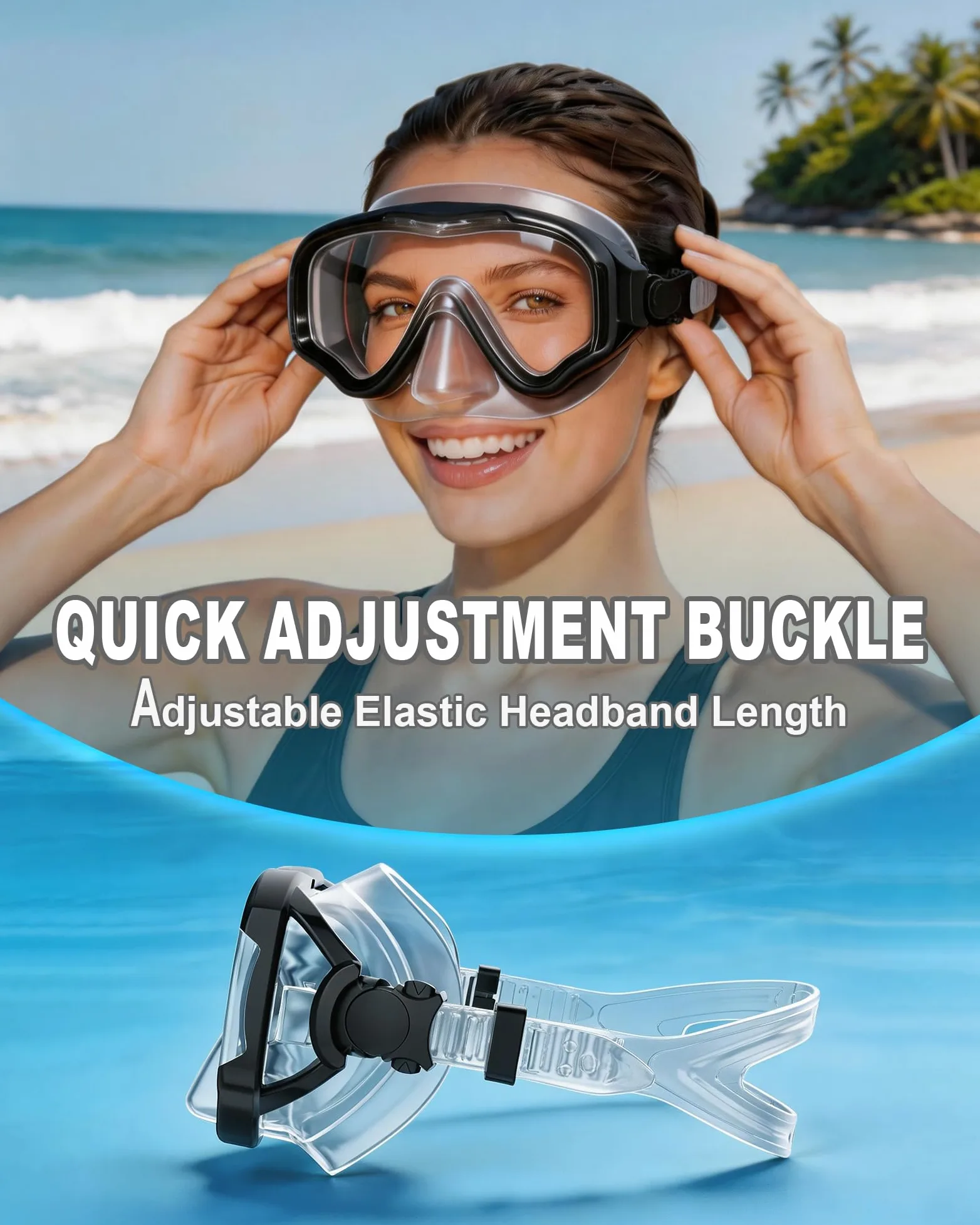 Máscaras de buceo para adultos, máscara de esnórquel de cara completa, sistema de esnórquel seco antivaho que evita fugas para respirar sin esfuerzo