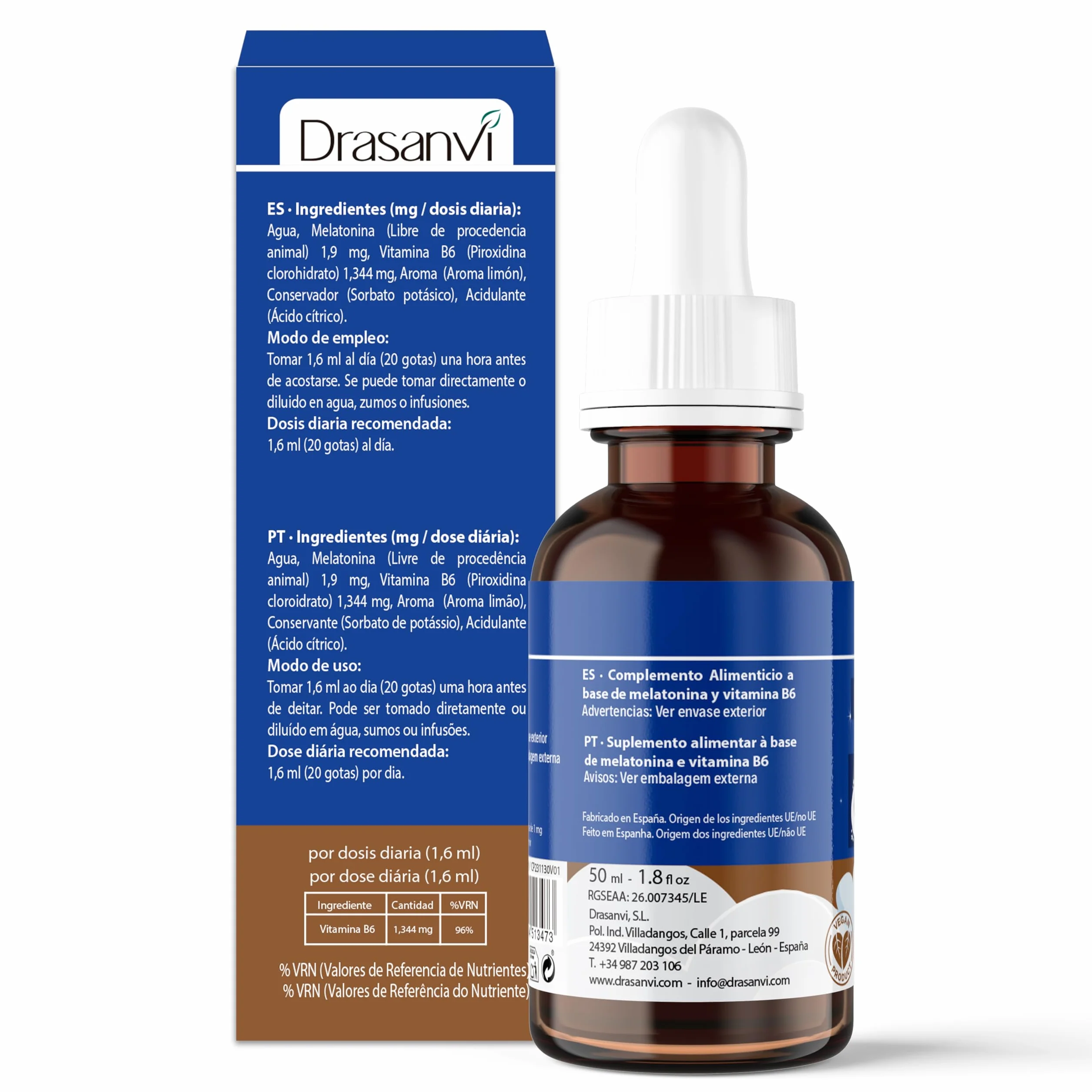 DRASANVI Melatonina Pura 1,9 mg 50 ml 31 Días Sabor Limón