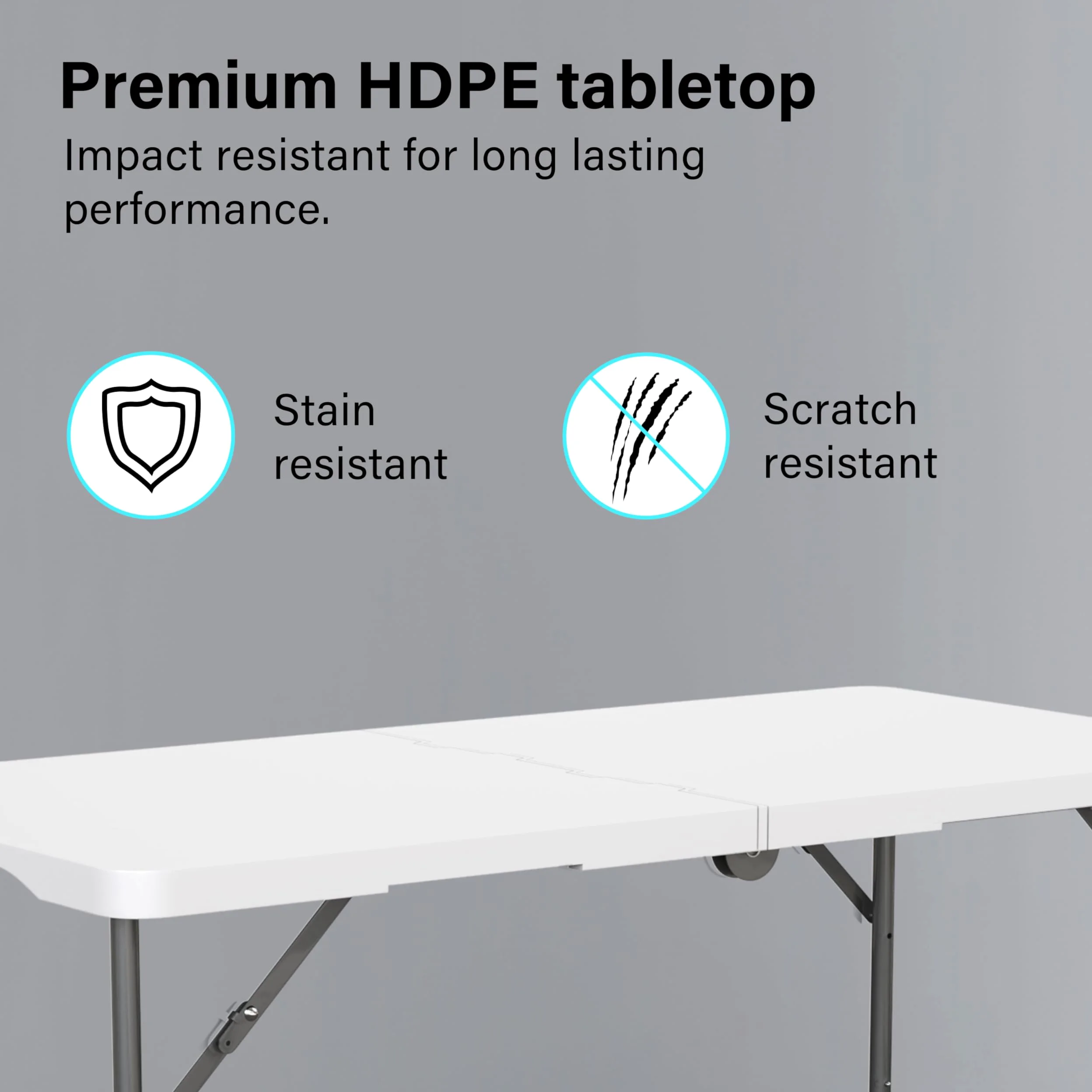 Mesa plegable rectangular de 1,22 m con patas ajustables para picnic al aire libre, mesa plegable portátil para camping, fiestas, jardín, barbacoa, playa, uso interior y exterior, catering de fiestas