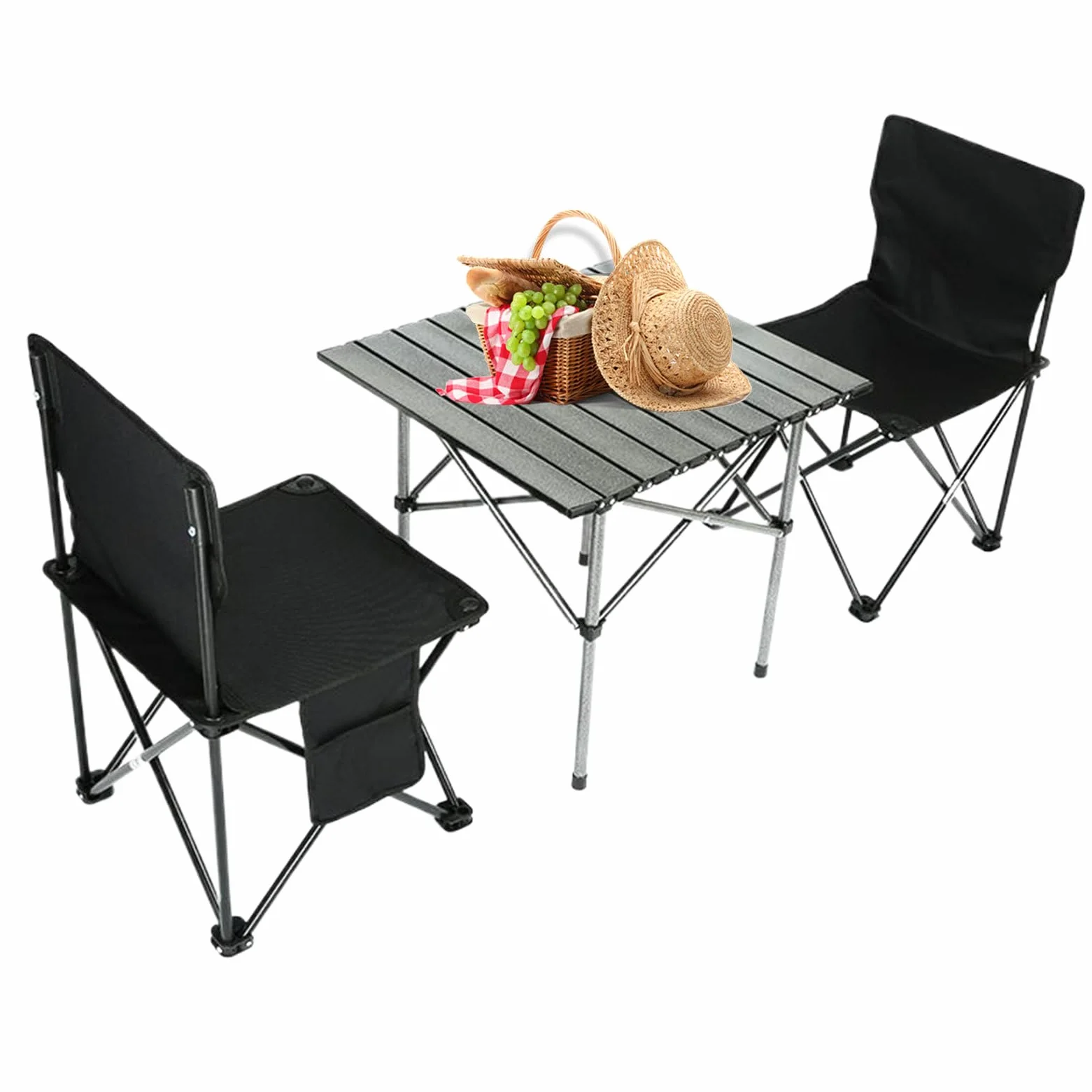 Oxford Camp Gear - Mesa de Camping Plegable, Mesa de Picnic Ligera y 2 sillas para Senderismo, Muebles de Exterior portátiles para Adultos, Barbacoa y Viajes