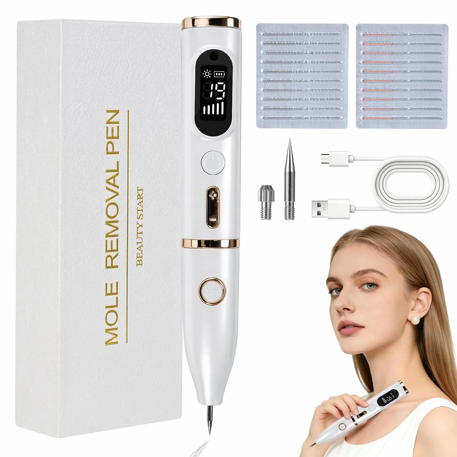 Lápiz para Eliminar Verrugas Cutáneas con Plasma 19 Niveles Intensidad Recargable USB