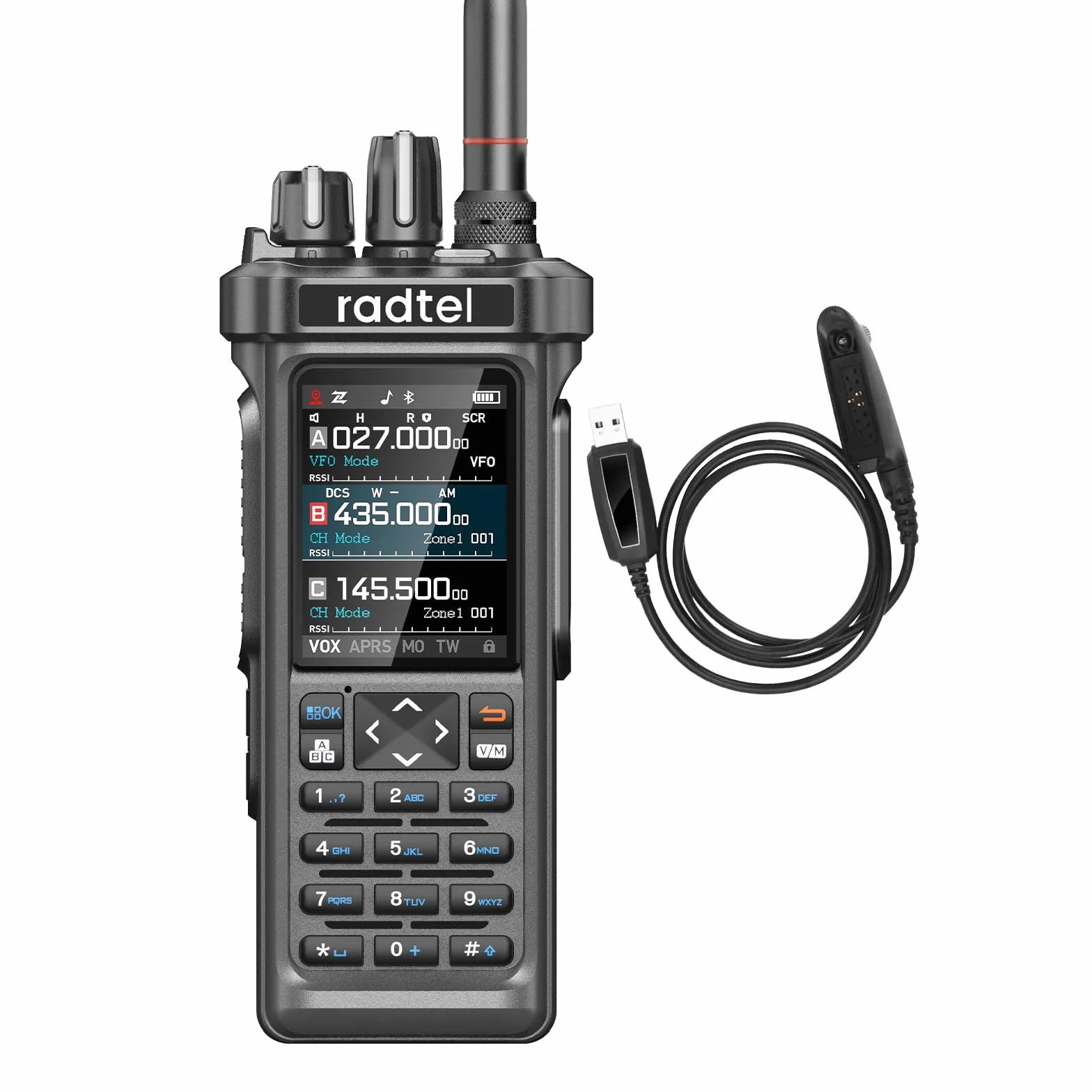 Radtel RT-950 10W Radio de Mano bidireccional de Largo Alcance, recepción Am/FM/CB/SW/MW/LW, GPS/APRS, programación inalámbrica Bluetooth, NOAA, analizador de Espectro (con Cable de programación)
