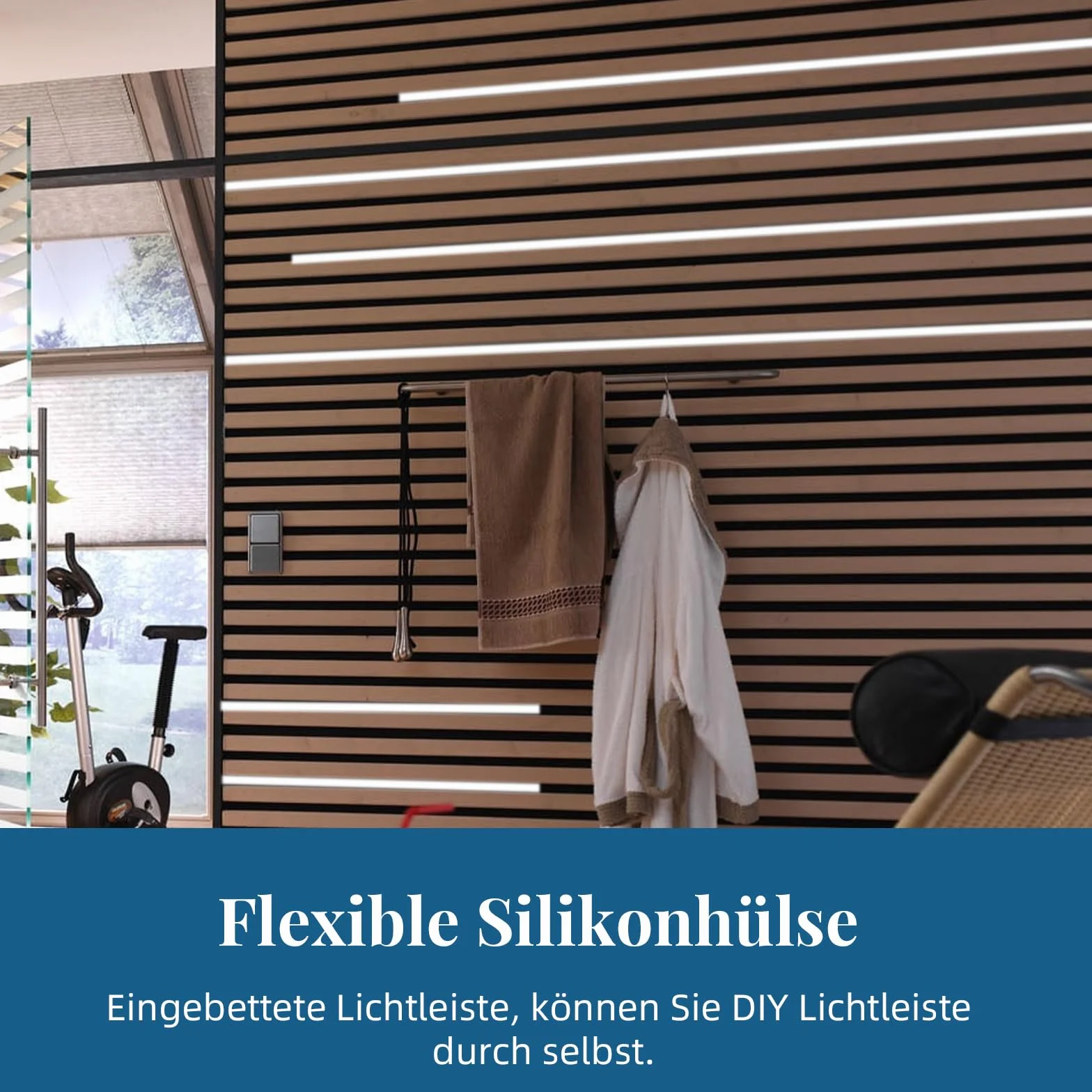 Perfil LED de silicona flexible 5 m 12x12 mm IP65 para paneles acústicos 8 mm iluminación