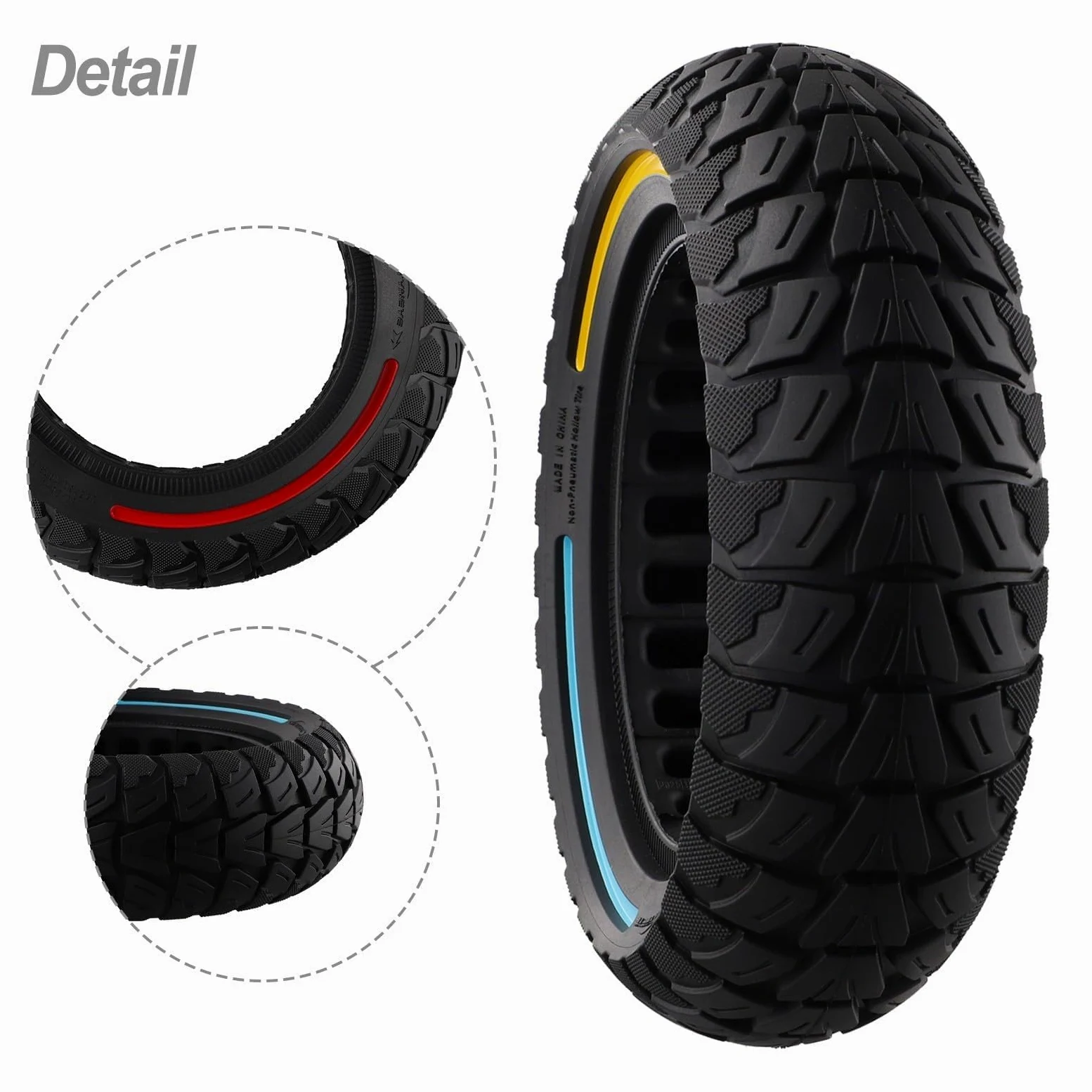 Neumático de Caucho Macizo de 10 Pulgadas, 255 x 80 mm, Repuesto para Patinete eléctrico, no neumático, antipinchazos.