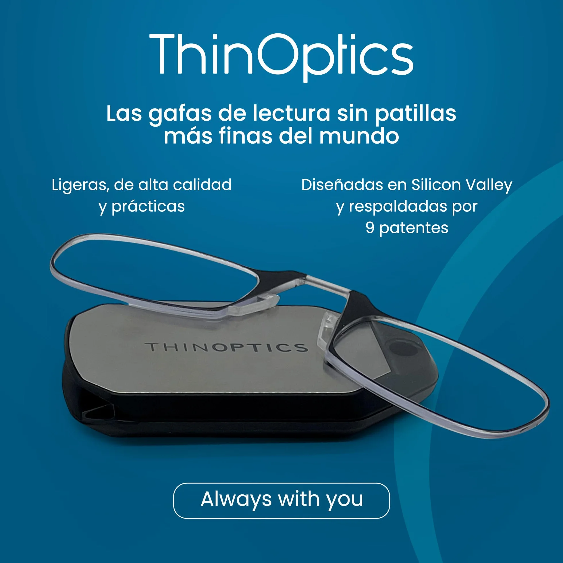 ThinOptics Gafas de Lectura Ultrafinas con Estuche Llavero +1,00 +1,50 +2,00 +2,50