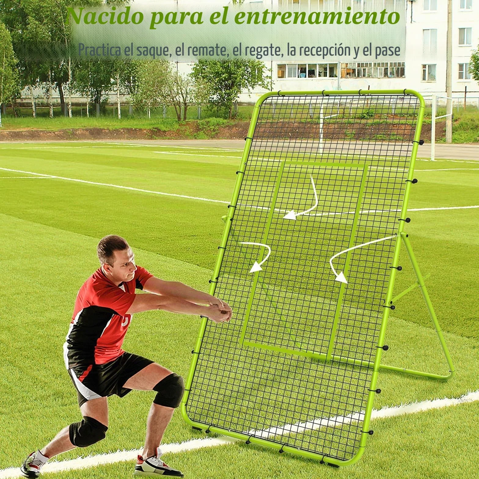 LIANTRAL Red de Voleibol Ajustable de 5 Ángulos, Fútbol Béisbol Rebounder Net, Equipo de Entrenamiento con Zona de Golpe