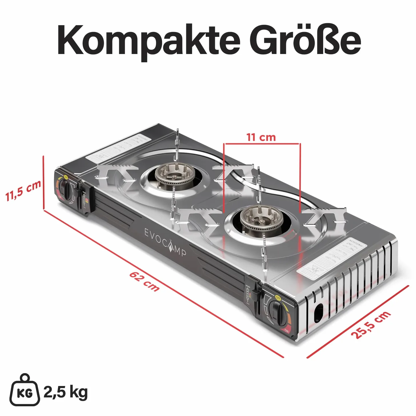 Cocina de Gas 2 Fuegos para Camping con Encendido Piezoeléctrico y Cartuchos MSF-1a 227g