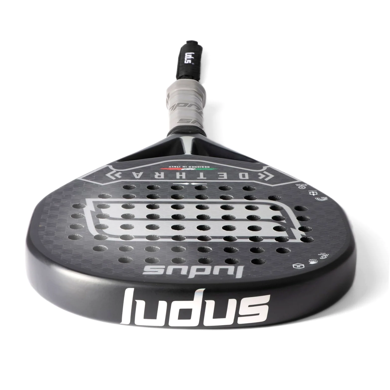 Ludus 2 Palas de Padel Fibra de Carbono 12K, Negro, 360g, con Tecnología EVA Media 15-17, Marco Reforzado, Superficie 3D, 2 Fundas Térmicas Incluidas + Overgrip Padel