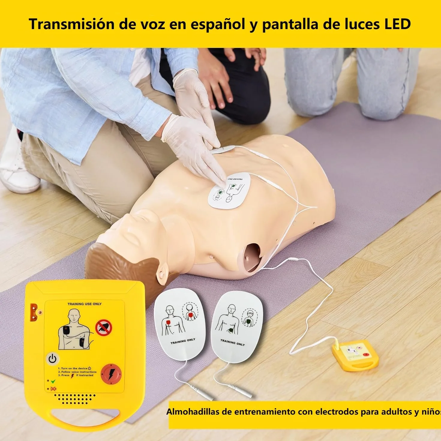 Mini AED Trainer Desfibrilador Entrenamiento Español Formación SBV DESA Principiantes (XFT-D0009)