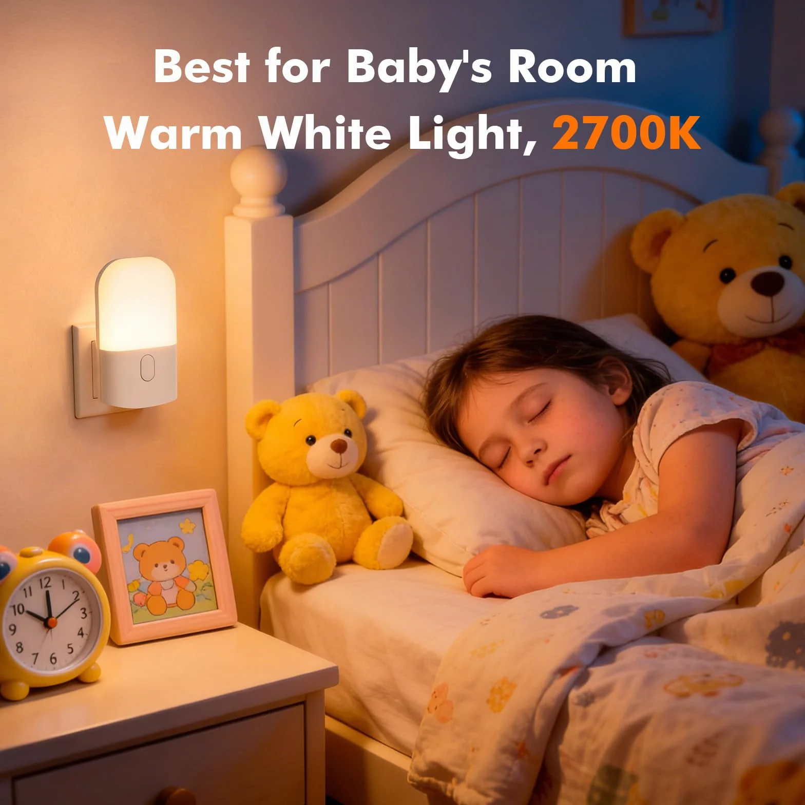 GRIFEMA GD101-1 Luz Nocturna Infantil 3 Niveles Brillo Ajustables Sensor Luz 2700K Blanco Cálido