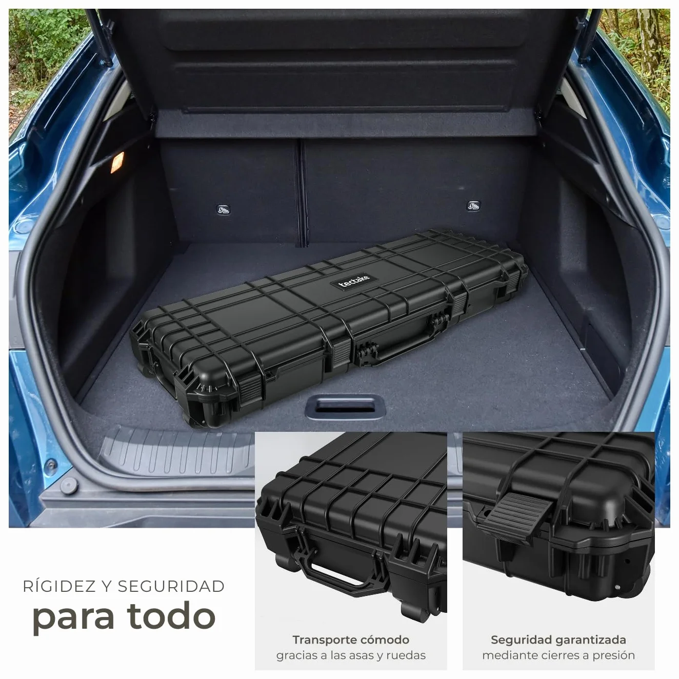 tectake® Caja de Armas largas, Maletin para Rifle, Armas, Carcasa Rígida, Airsoft Armas, Caza, Escopeta de Perdigones, Carabina, Francotirador - Negro