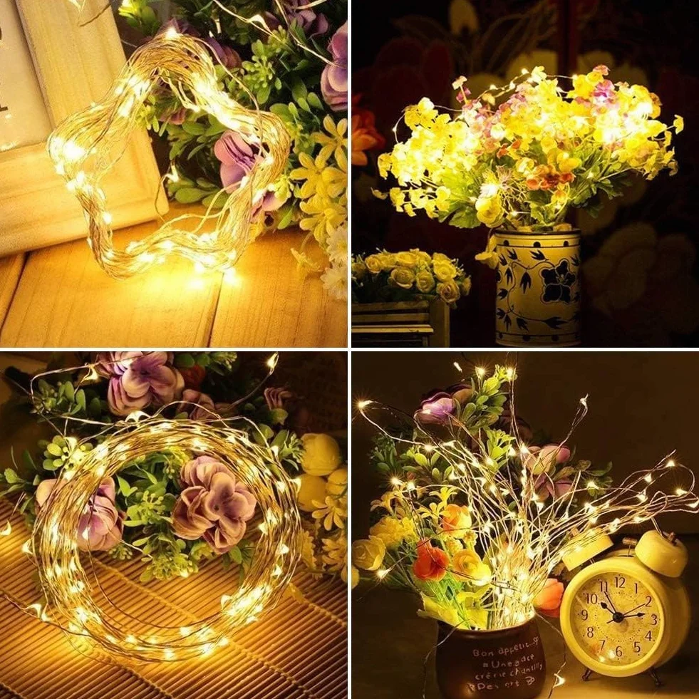 WEARXI Guirnalda Luces Interior 10 Piezas 2M 20 Mini LED Cadena de Luces Decorativas Blanco Cálido