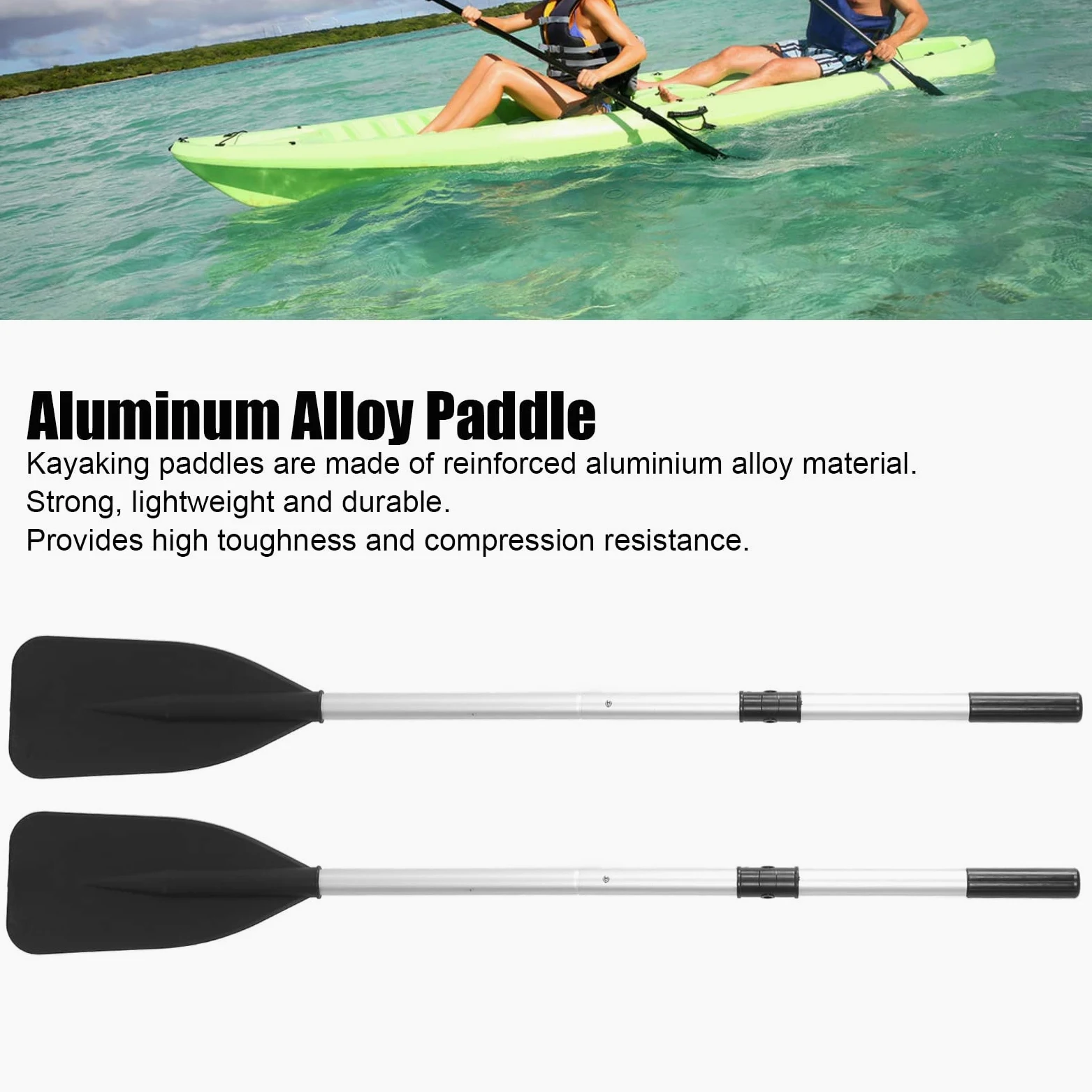Padillas de Kayak de Aleación de Aluminio de Aluminio Reforzado con Remos Desmontables, Diseño Portátil Liviano, para Remeros, Principiantes, Adolescentes
