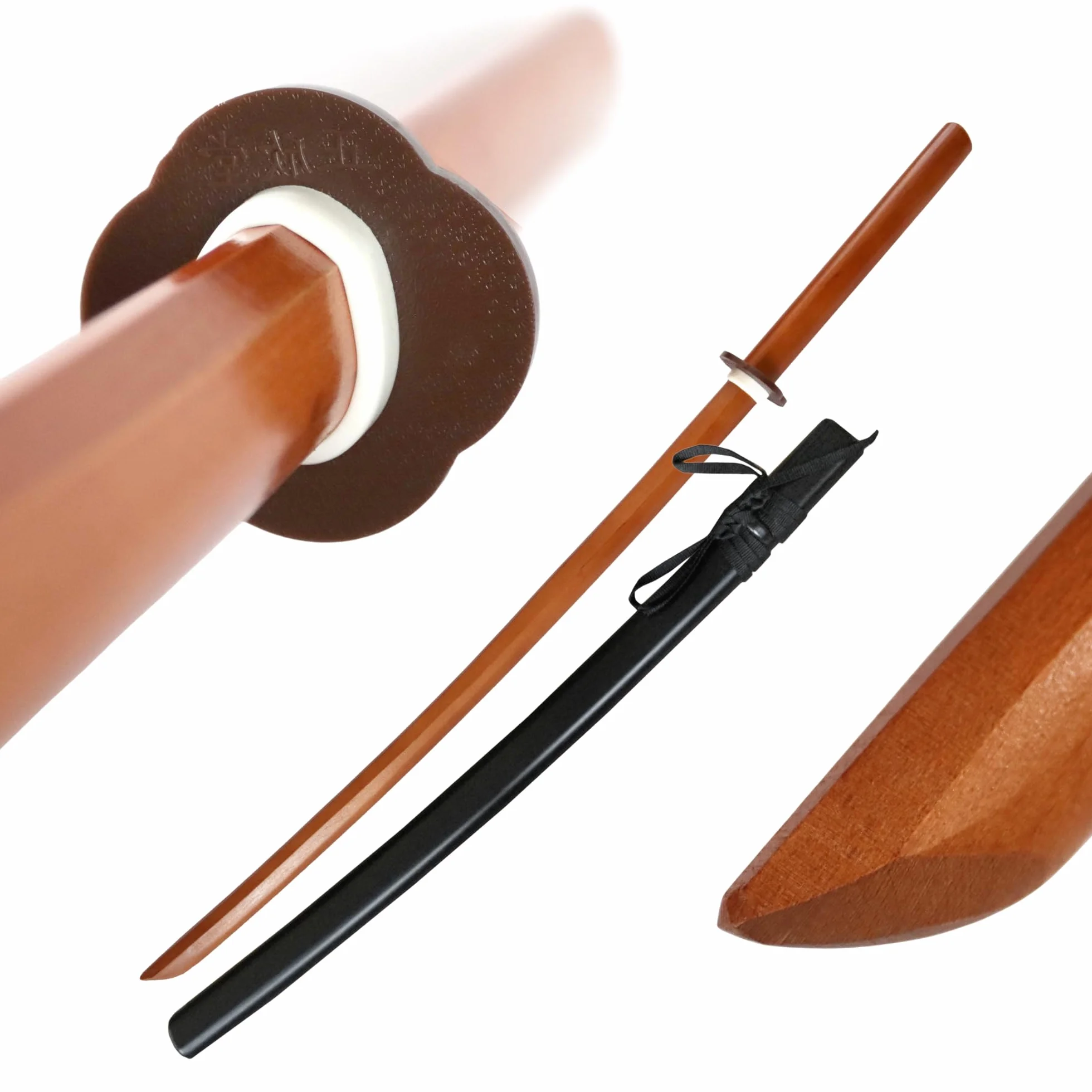 DEPICE Bokken de Haya con Saya 101 cm 500 g Madera Natural Lacado Transparente Iaido Aikido