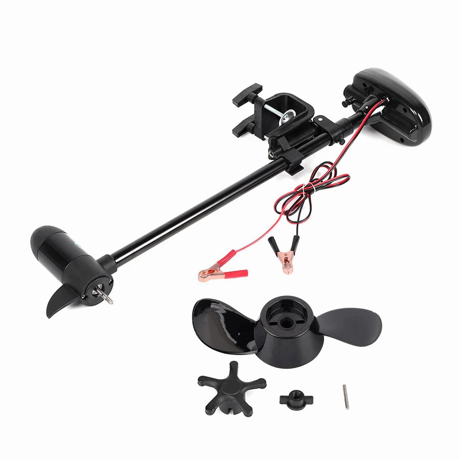 Motor de Trolling de Kayak Liviano, Control de Alta Velocidad/baja Velocidad, Hélice sin Malezas de 2 Cuchillas, Diseñada para Bote Inflable - Soporte Eléctrico