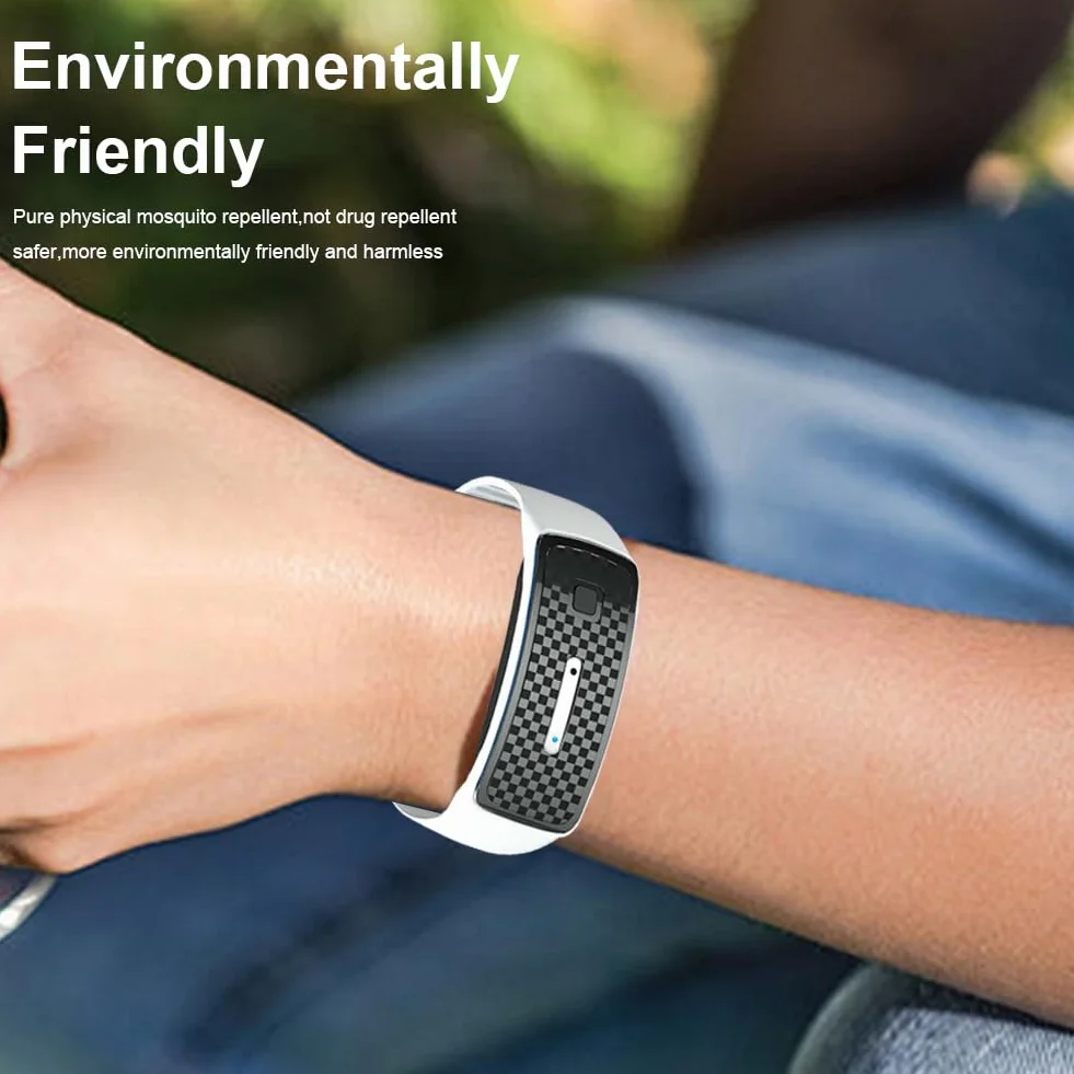Pulsera Repelente de Mosquitos Ultrasónica Recargable Impermeable 3 Modos para Niños y Adultos Acampar