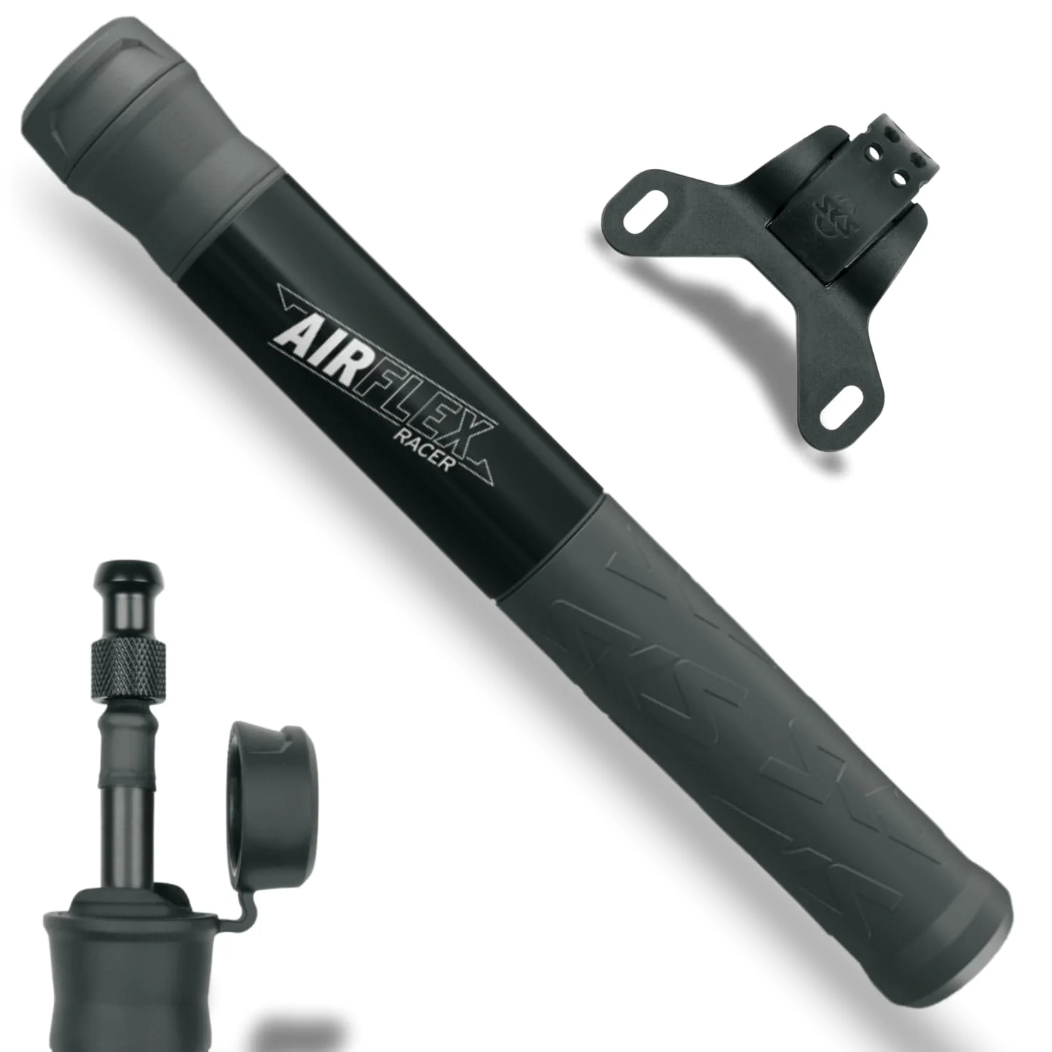SKS GERMANY Airflex - Bomba de Aire para Bicicleta, Accesorios para Bicicleta (Bomba de Aire, Accesorios para Rueda con Mango Blando, Bomba de Aluminio y plástico, Accesorios versátiles)