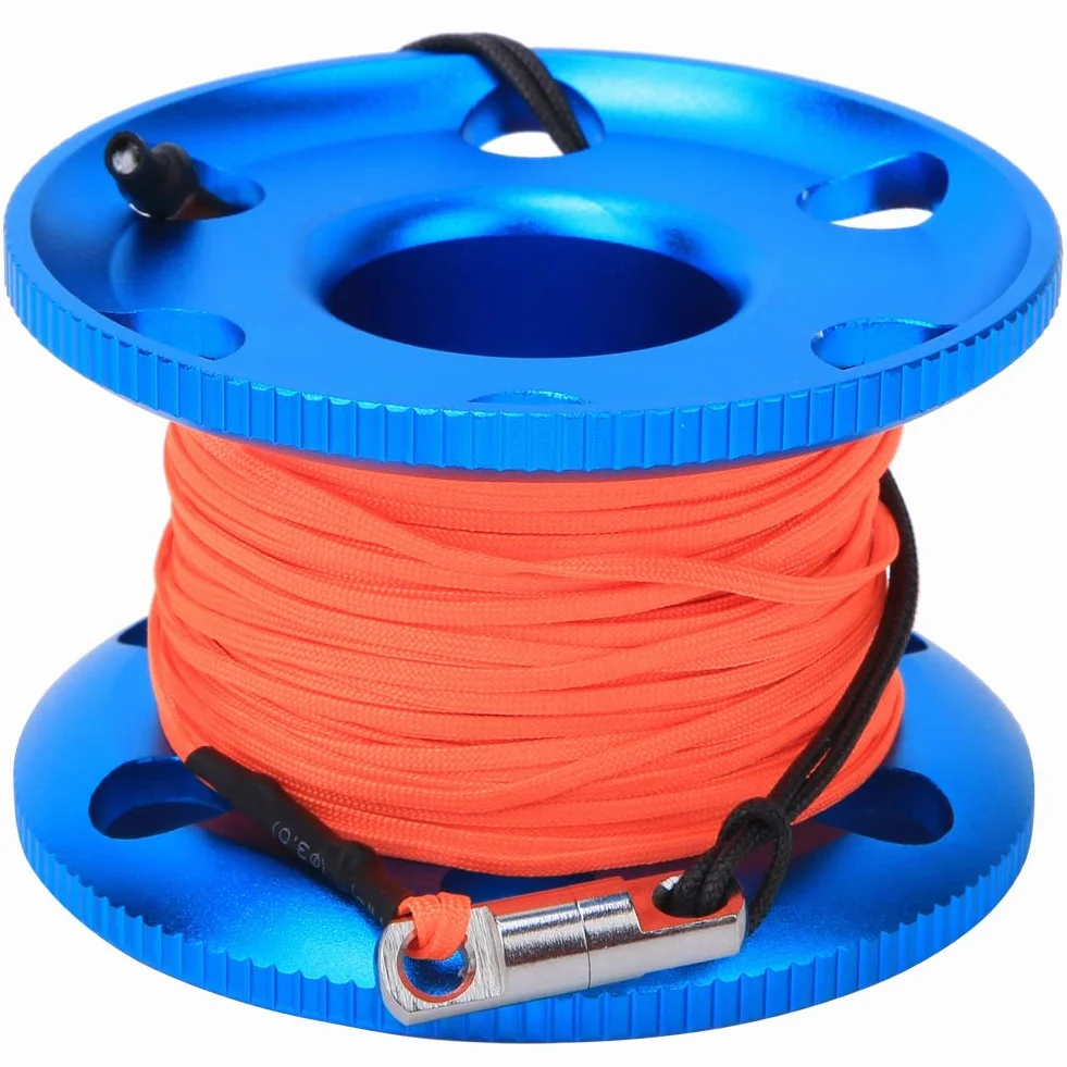 SUNGOOYUE Carrete de Buceo Multiusos, Línea Naranja Fluorescente, Carrete de Carrete de Dedo para Buceo con Clip de Doble Extremo para Actividades de Buceo Técnico en Cuevas