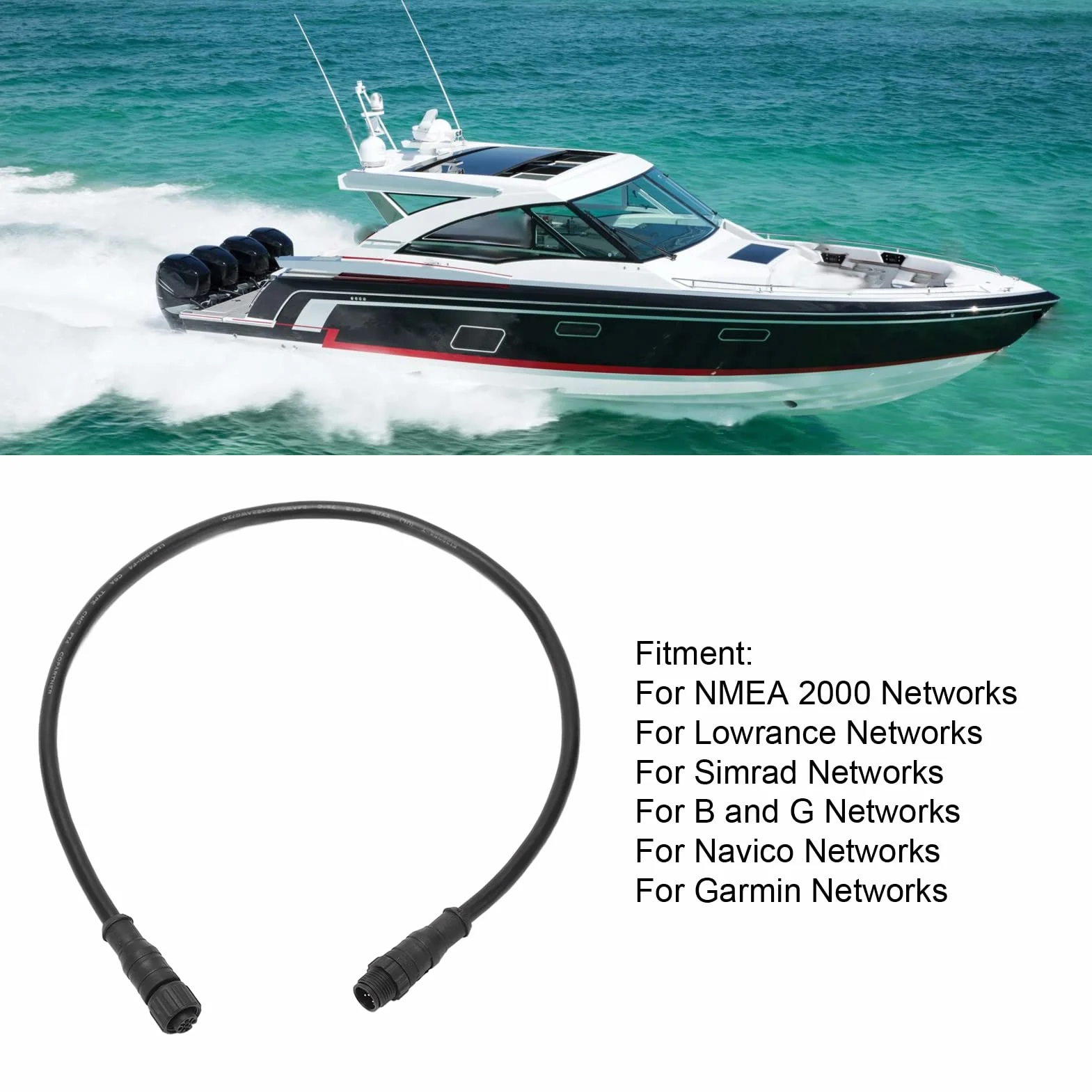 Tbest Cable de Caída para N2K, para Cable Troncal NMEA2000 0,5 M 5 Pines IP67 Impermeable GPS Marino Accesorios para Redes Lowrance