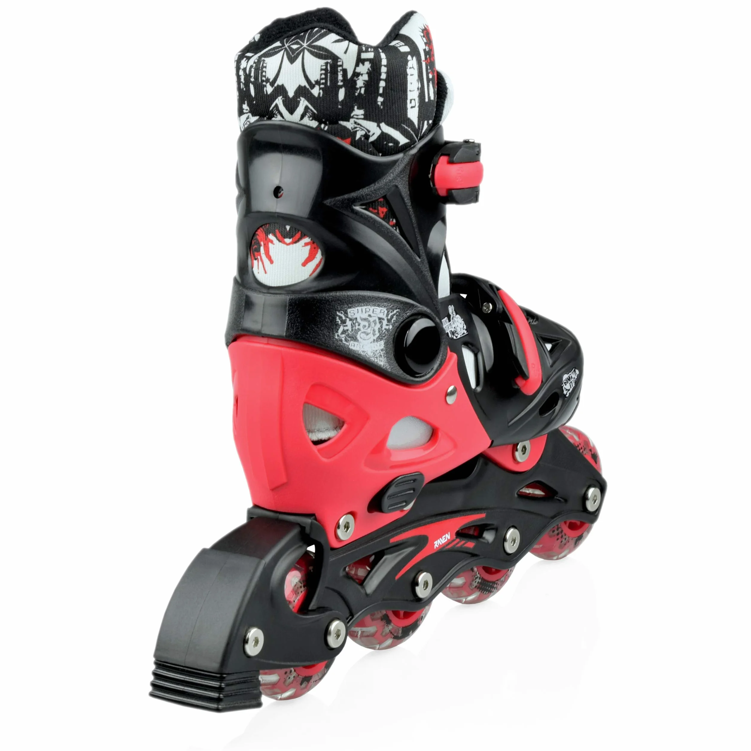 Patines en línea Singer Ajustables 3 en 1, Intercambiables Negro/Rojo