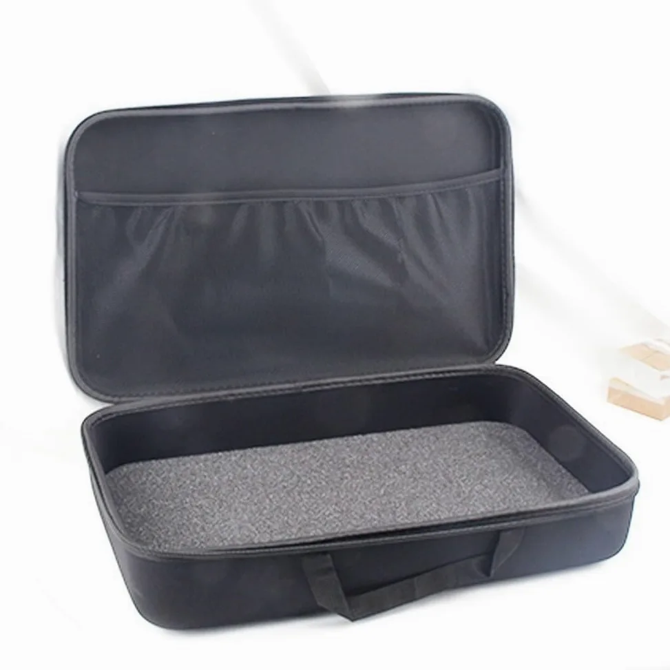 Caja de aparejos de pesca de EVA rígida de forma cuadrada impermeable para cañas carretes, líneas y herramientas de cebo, negro, 16 pulgadas