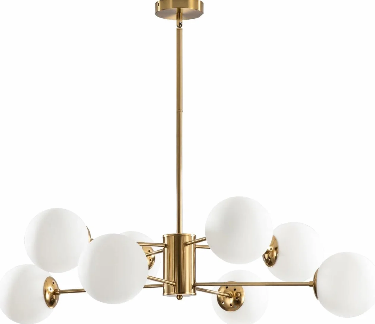 Lámpara de araña Sputnik de cristal 8 luces dorada moderna colgante vintage globo empotrado cocina