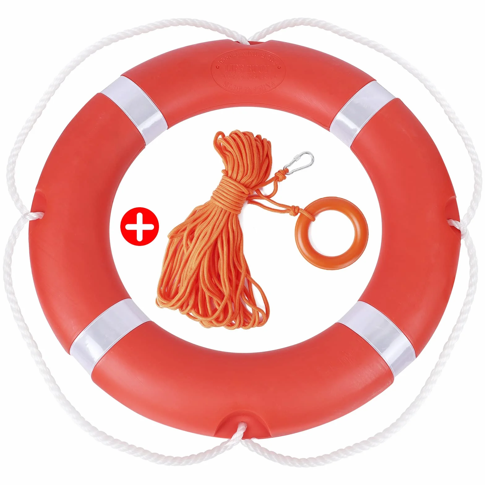 Aro Salvavidas de Barco de 72 CM con Cuerda de aro Salvavidas Flotante de Agua 30 M, 2,5 KG estándar Internacional Profesional al Aire Libre Anillo Salvavidas