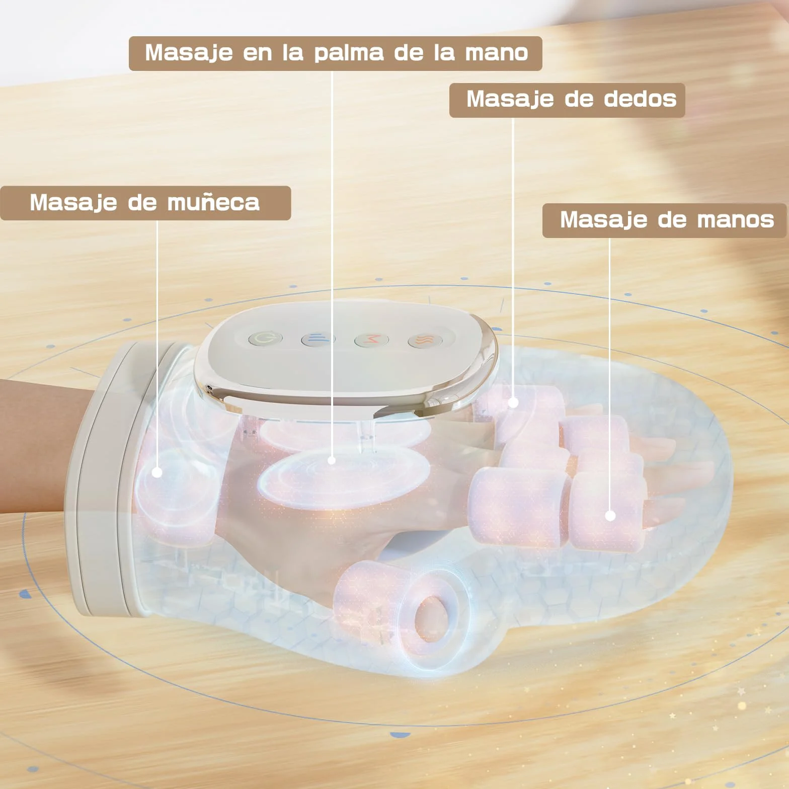 Masajeador de Manos Eléctrico Inalámbrico con Calor y Compresión, 3 Modos 5 Niveles