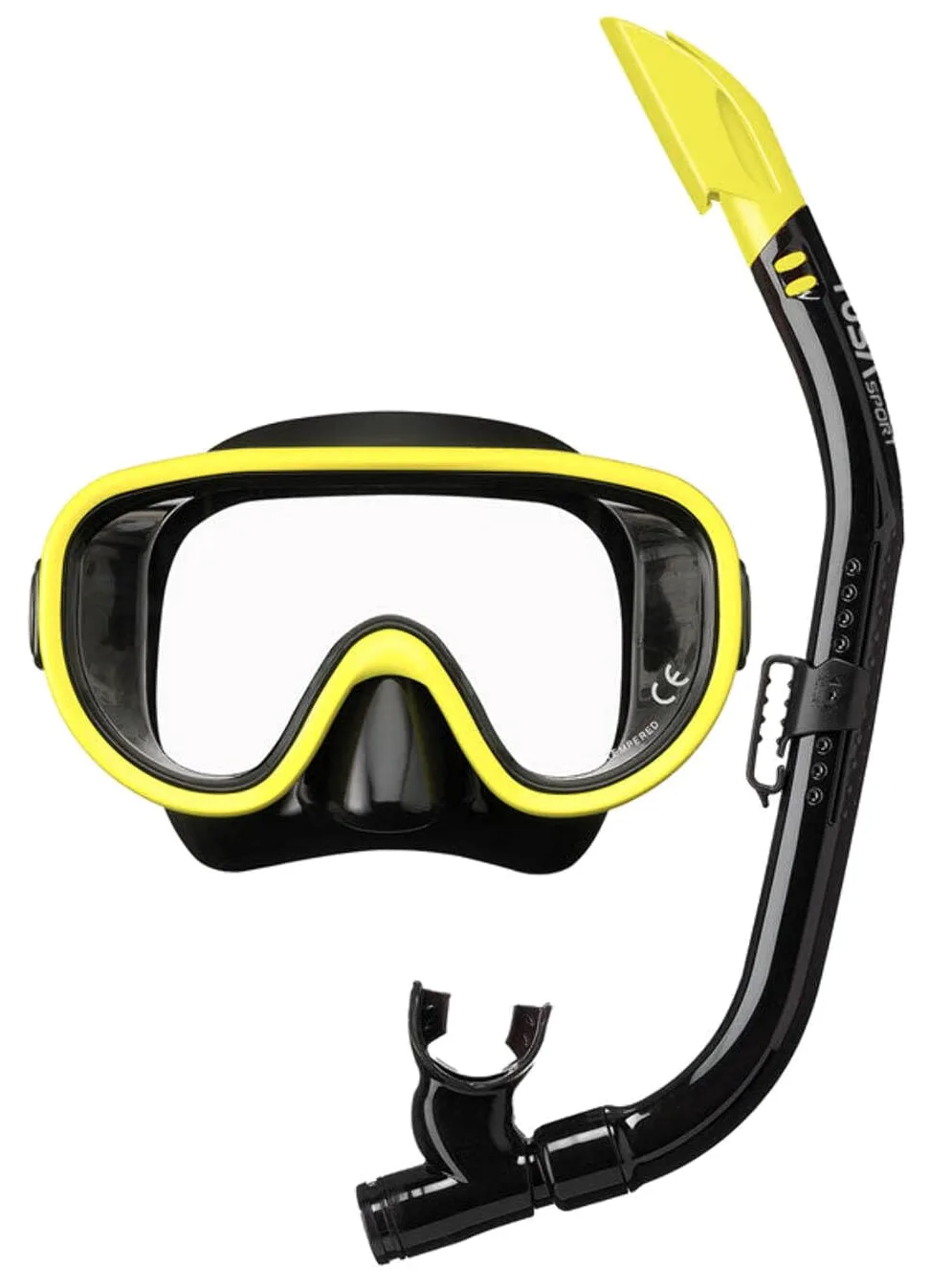 TUSA SPORT UC0110 - Juego de Máscara y Esnórquel para Adultos, Accesorios Buceo, Gafas Bucear, Color Negro y Amarillo