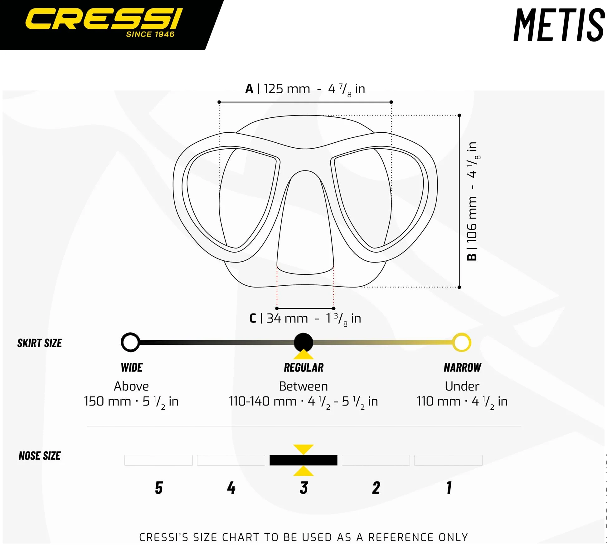 Cressi Máscara de bajo Volumen para fotógrafo de Buceo Libre para Adultos con Falda de Silicona - Calidad Metis Desde 1946