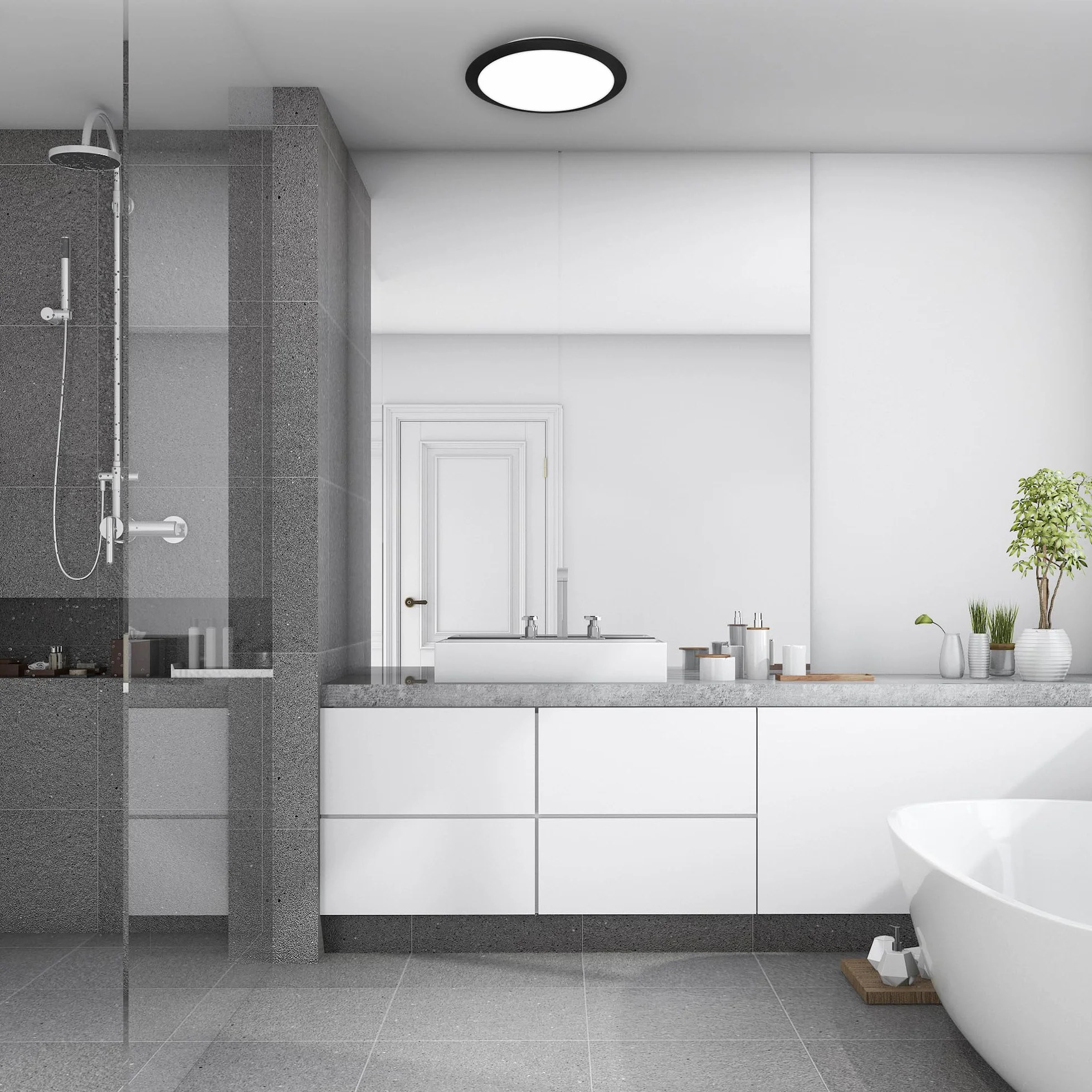 BRILONER Lámpara de techo LED baño IP44 310x65mm Negro