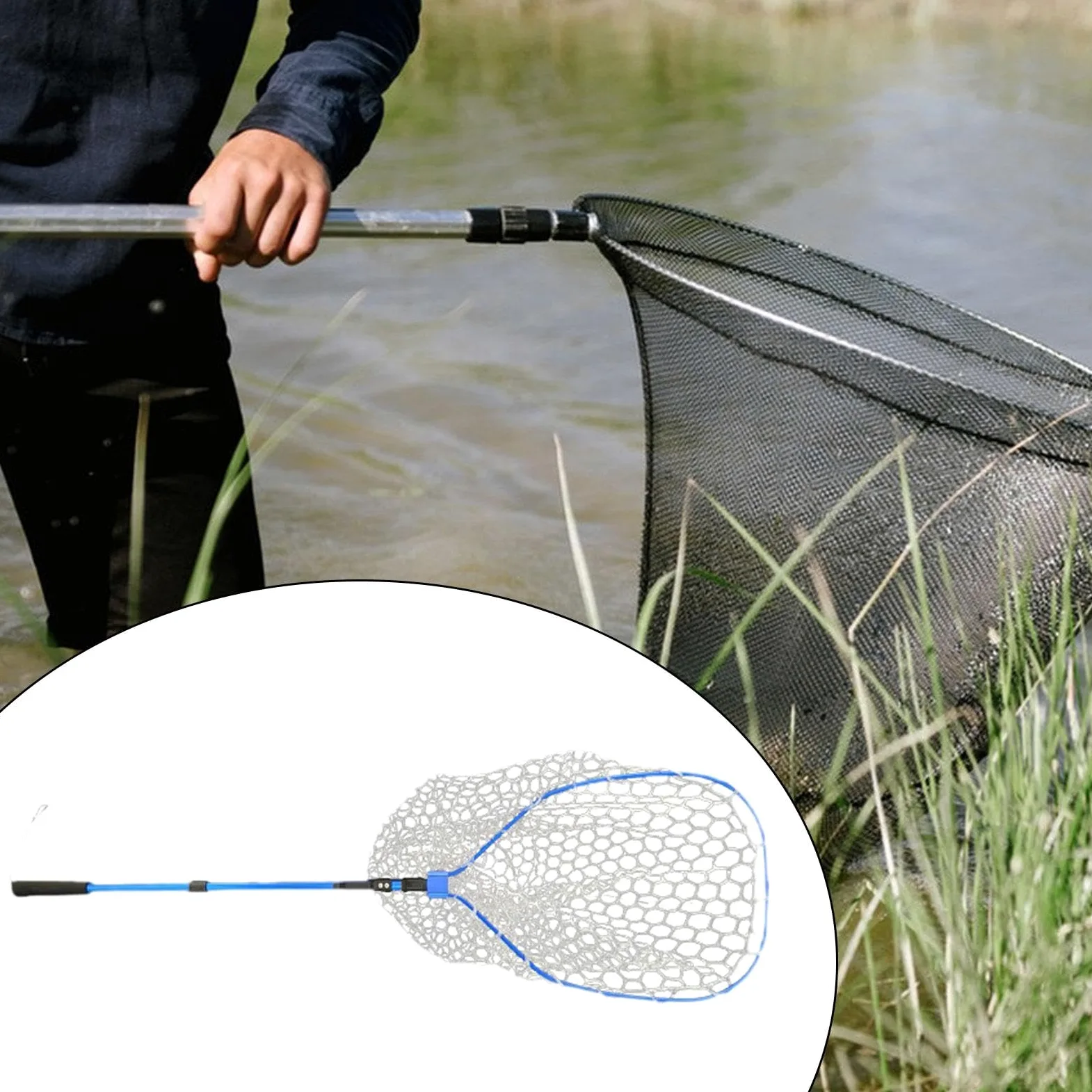 Red de Pesca Plegable de Secado Rápido con Agarre Antideslizante, Red para Liberar Peces para Hombres Y Mujeres Al Aire Libre.