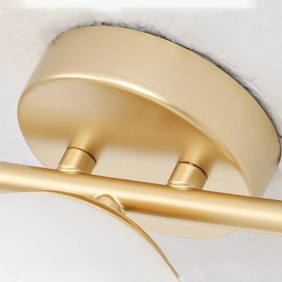 Aplique de baño dorado lámpara de tocador moderna pantalla cristal opalino dos cabezas