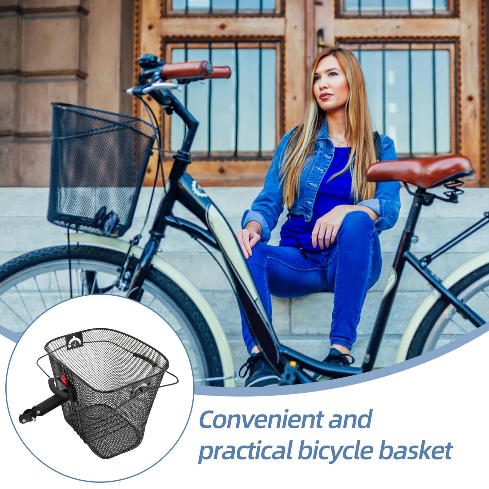 Sosoport Cesta para Bicicleta de Montaña Desmontable de Hierro Negro | Plástico, Uso Exterior, Efecto Decorativo, Formato Portátil, Accesorios Bici